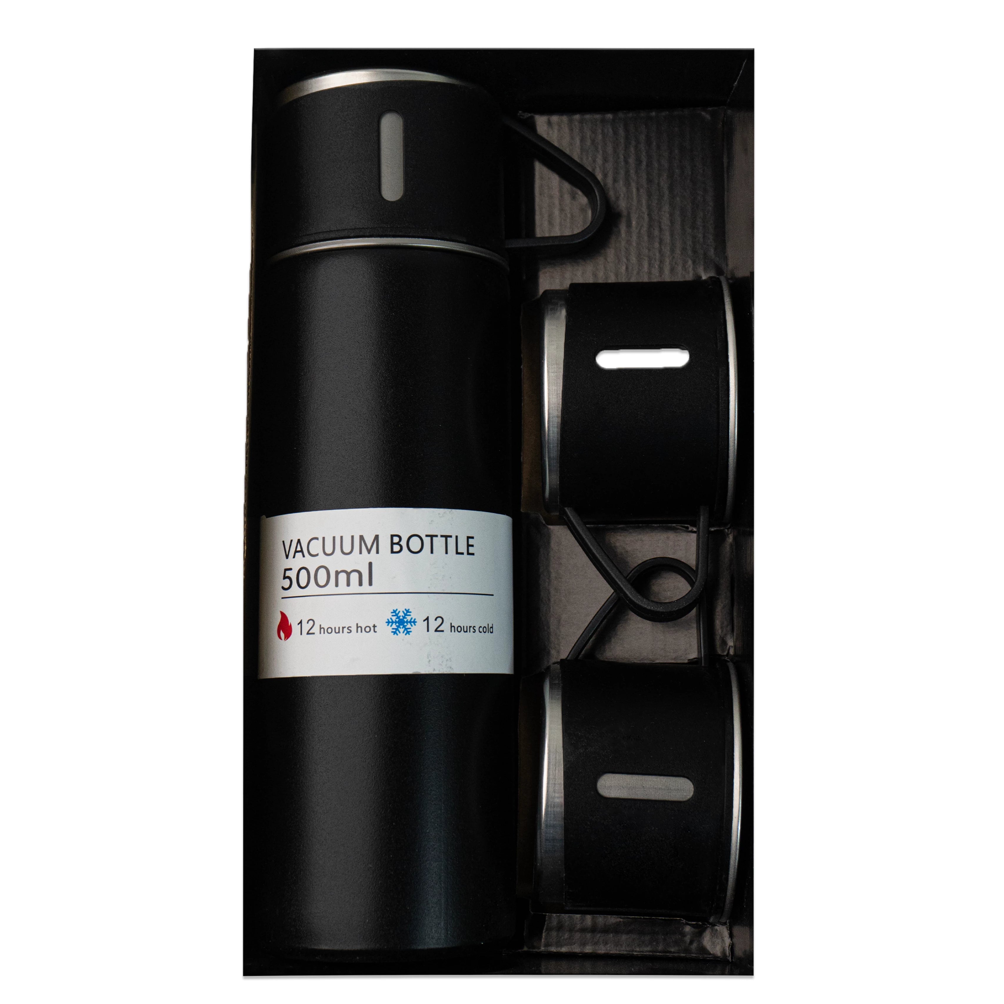 Vacuum Flask Set with 2 Extra Cups – Insulated Bottle Included