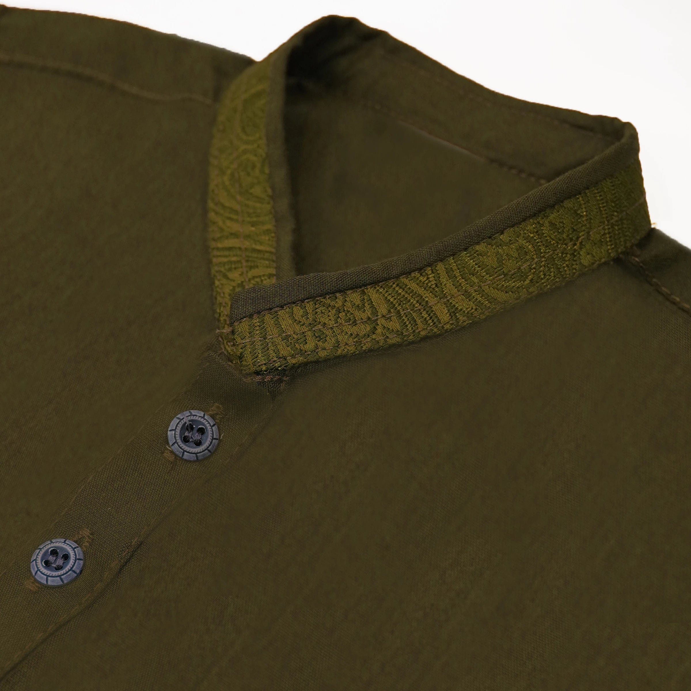 Kids 3-Piece Kurta Shalwar Waistcoat Set - Olive Green
