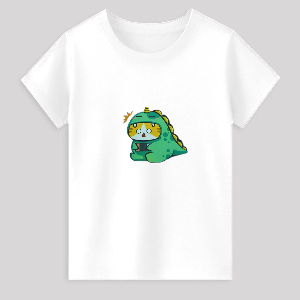 Kids Jersey Cotton Sticker T-Shirt - White