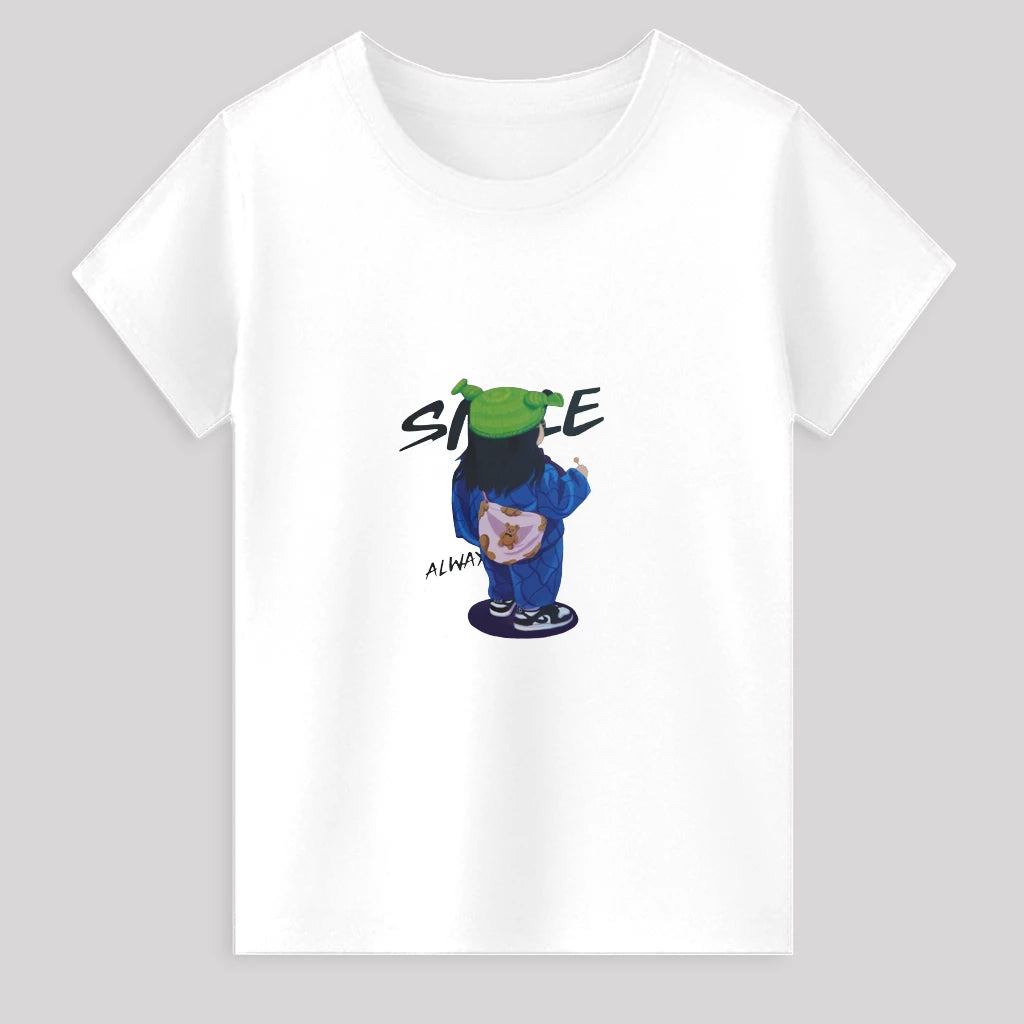 Kids Jersey Cotton Sticker T-Shirt - White