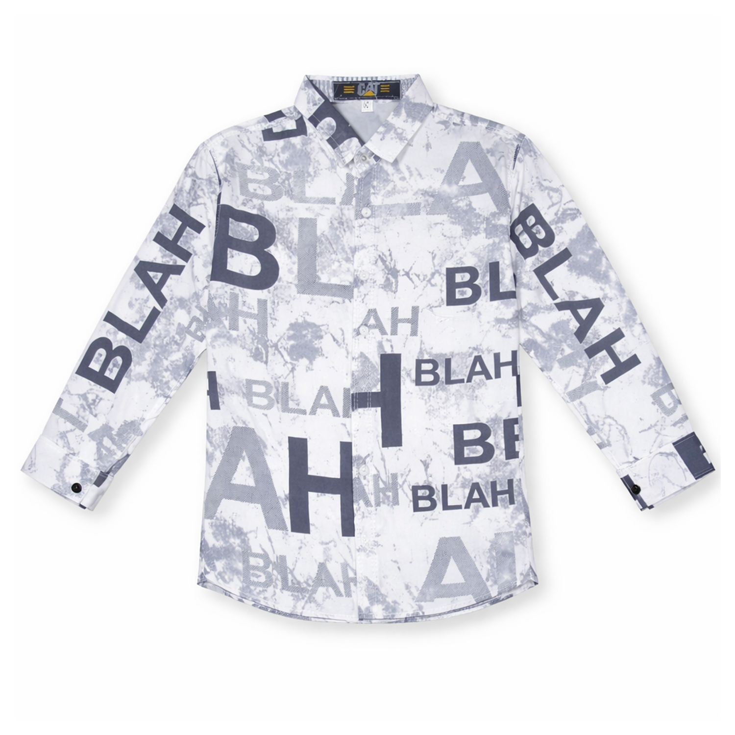 Kids White Graphic Print Shirt – Stylish Boys Casual Button Down Shirt