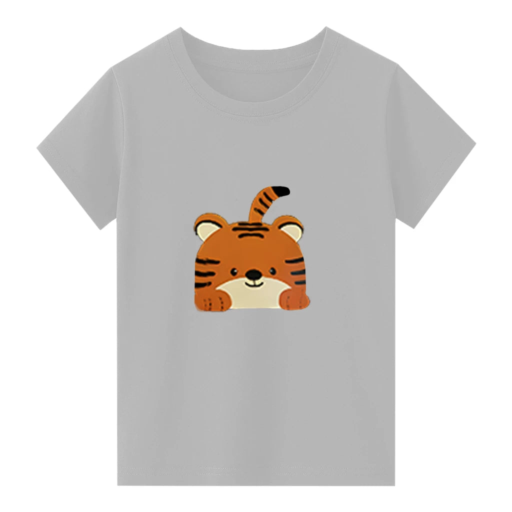 Kids Jersey Cotton Sticker T-Shirt - Gray