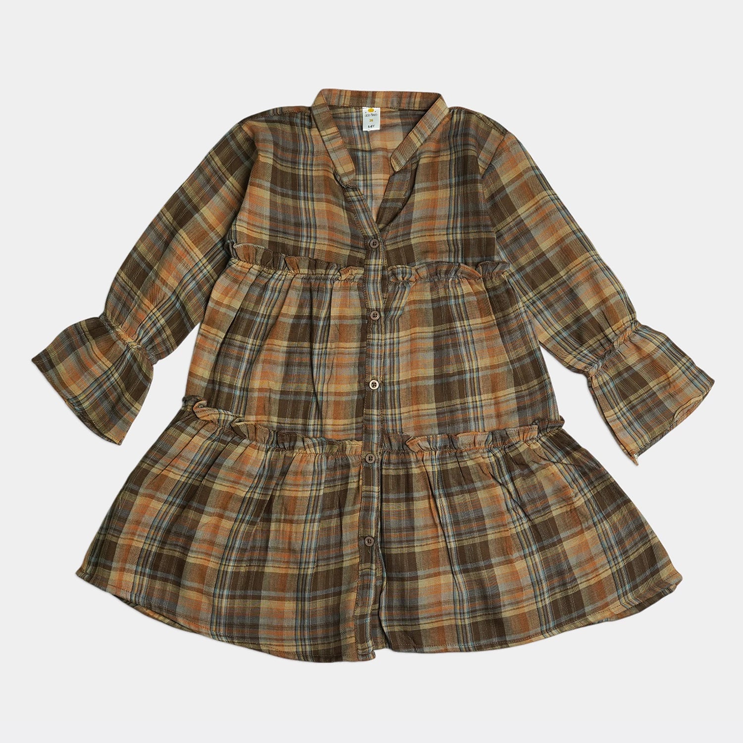 Girls Cotton Frock - Dark Brown