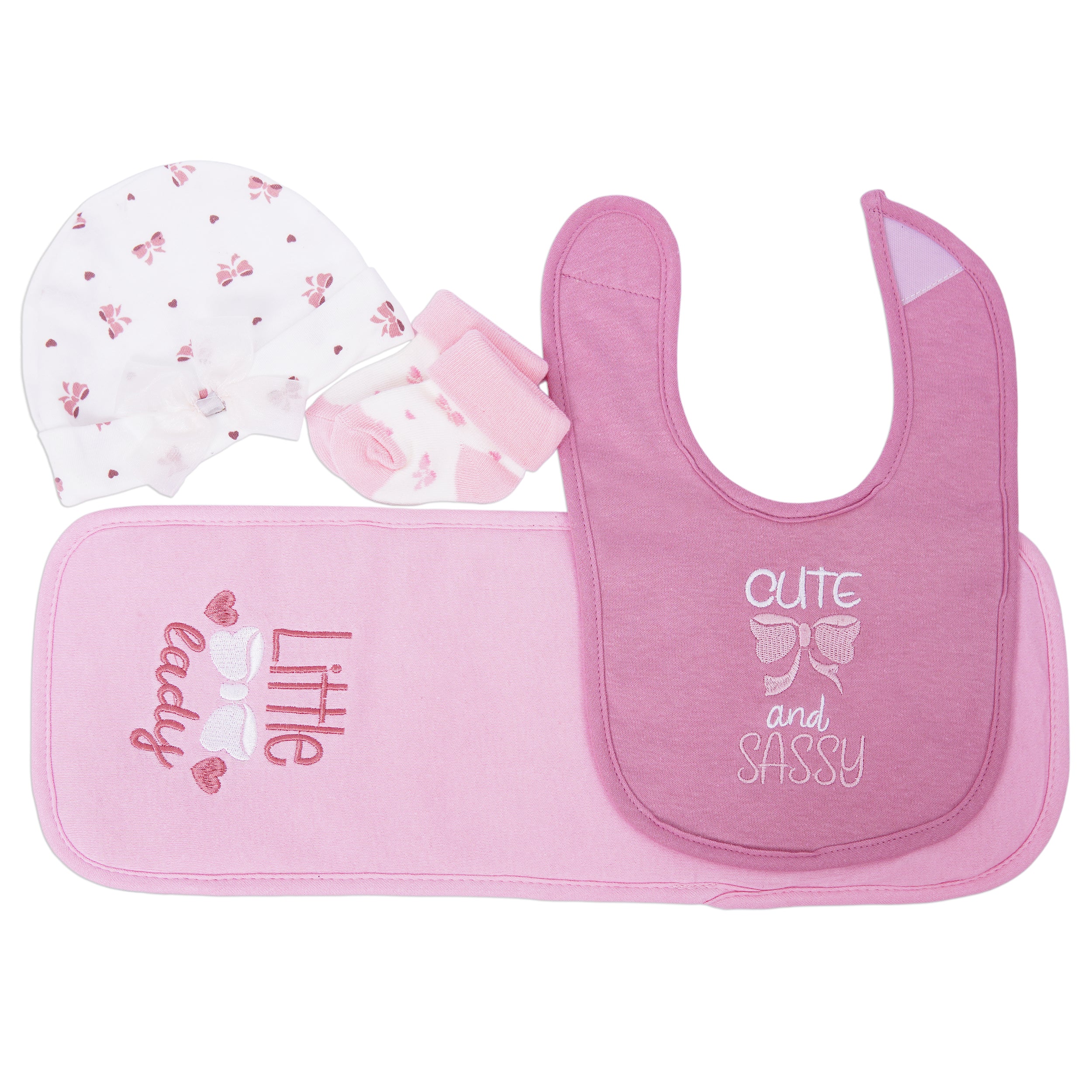 New Born Cap, Bibs and Socks Set