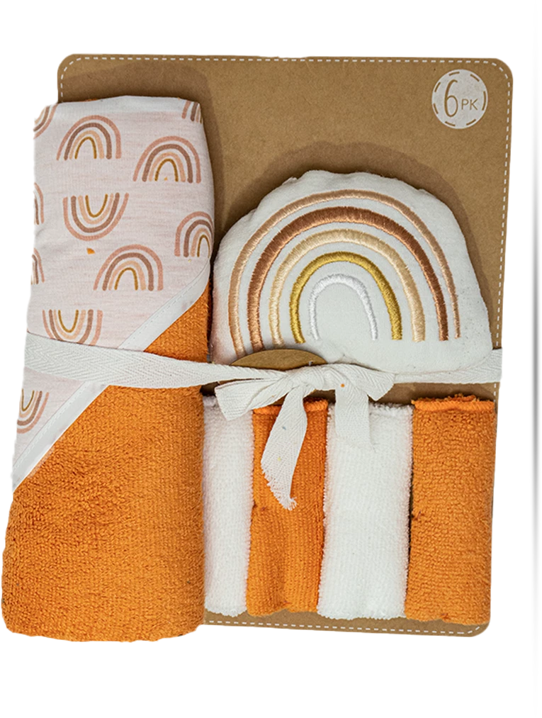 6PK- 4Pcs Towel, 1 Wash Cloth, 1 Sponge Set