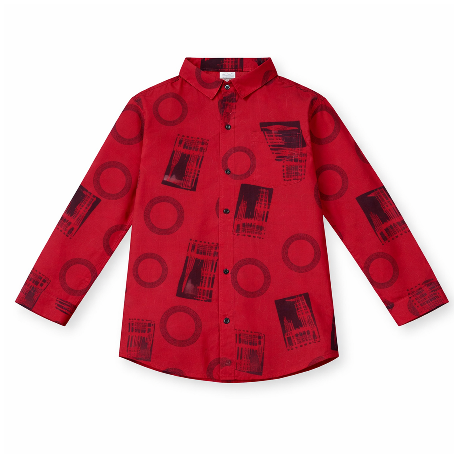 Kids White Graphic Print Shirt – Stylish Boys Casual Button Down Shirt