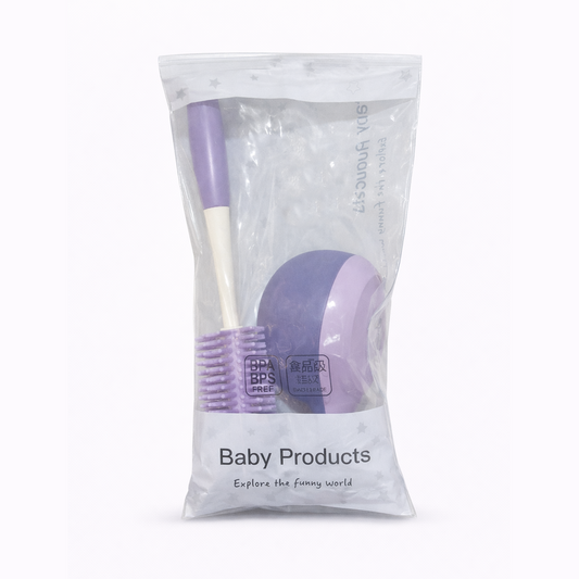 2-Piece Baby Bottle Cleaning Brush Set – Soft Silicone Nipple & Bottle Cleaner (BPA Free)