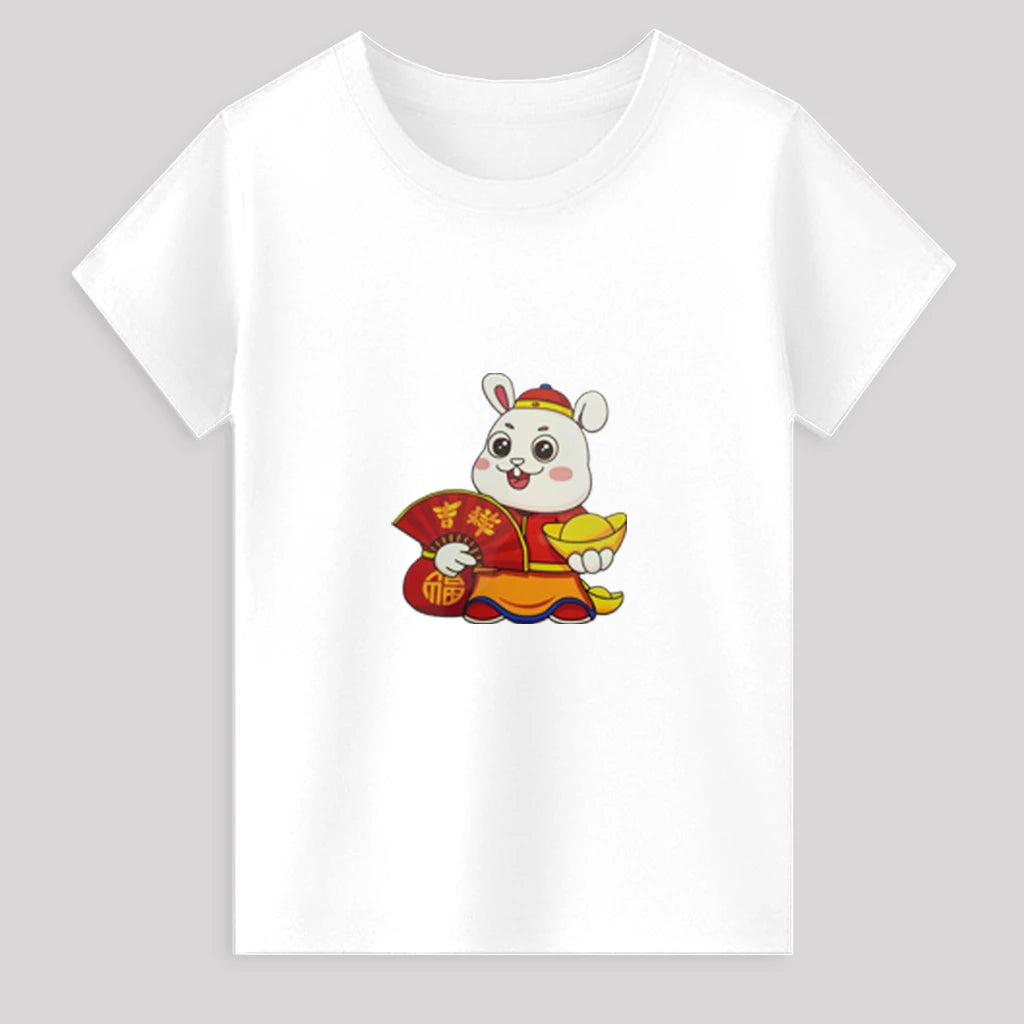 Kids Jersey Cotton Sticker T-Shirt - White
