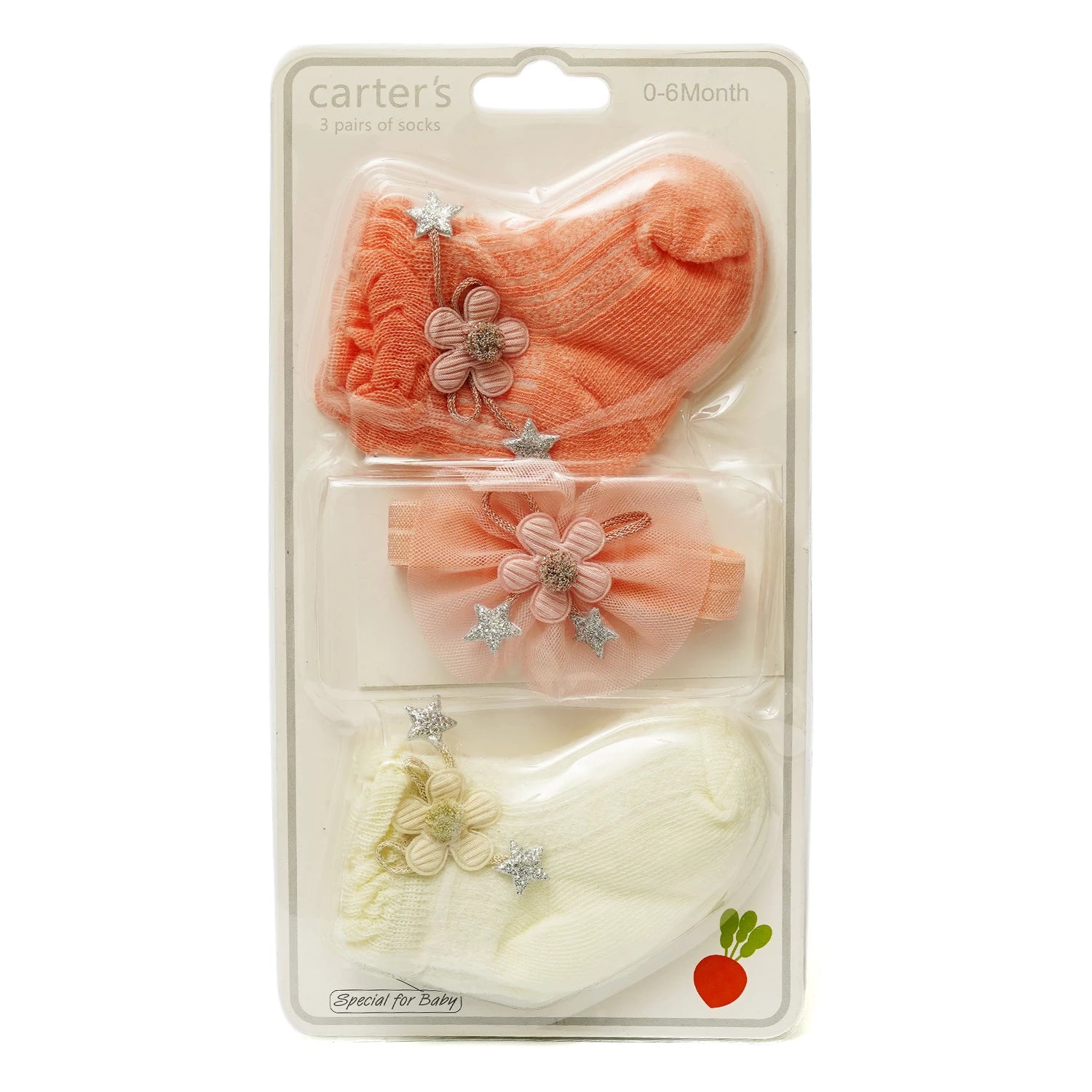 Baby Socks Pack of 3 with Matching Headband