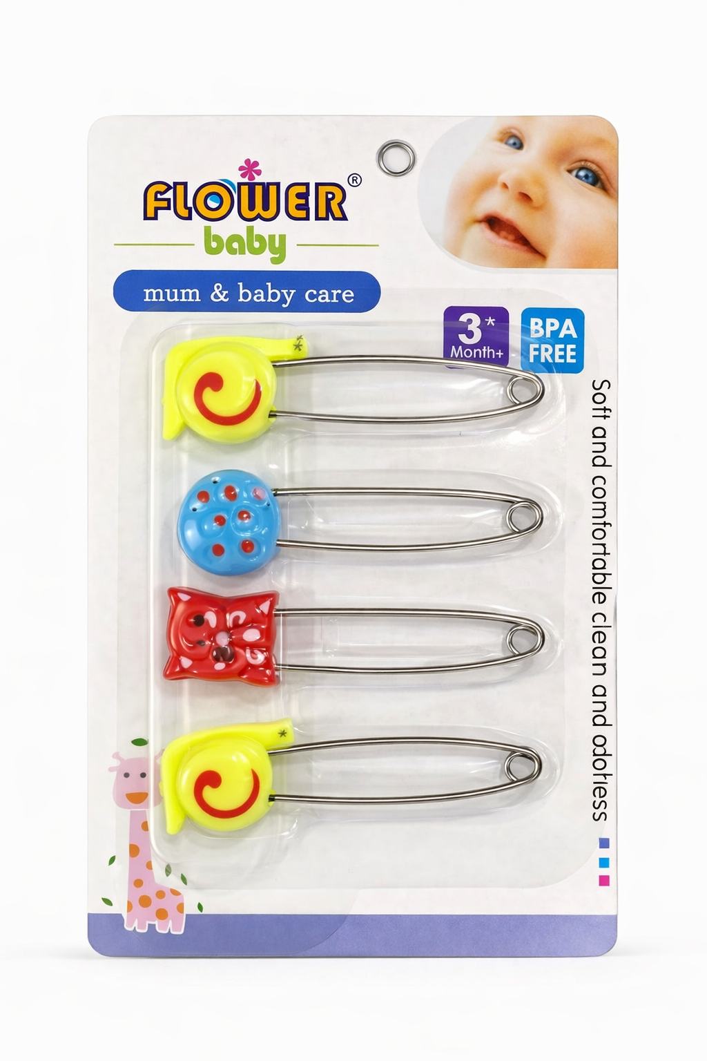 Baby Safety Diaper Pins Stainless Steel | Secure Lock | Multi-Color Set