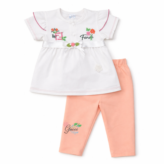 Baby Girl 3-Piece Dress Set – Top, Leggings & Matching Headband