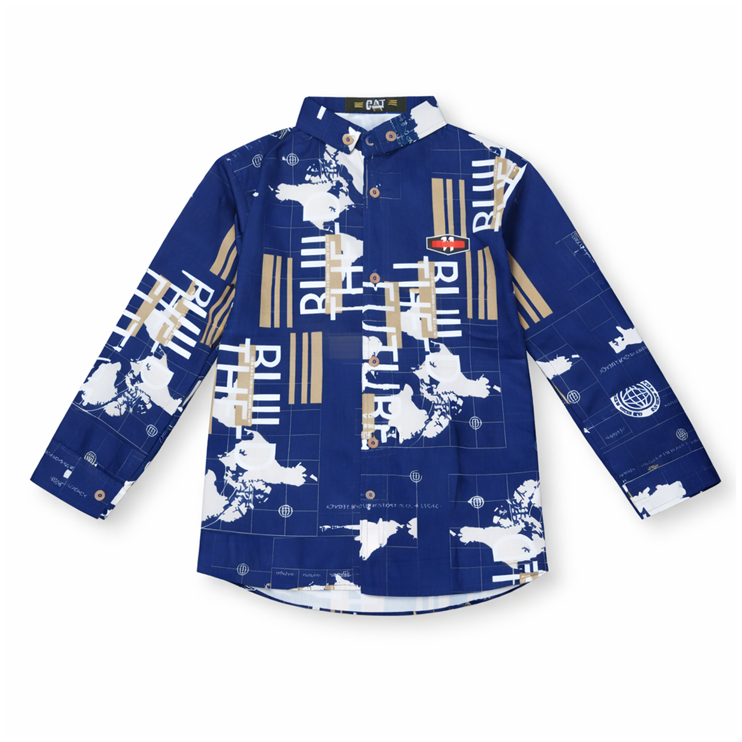 Kids White Graphic Print Shirt – Stylish Boys Casual Button Down Shirt