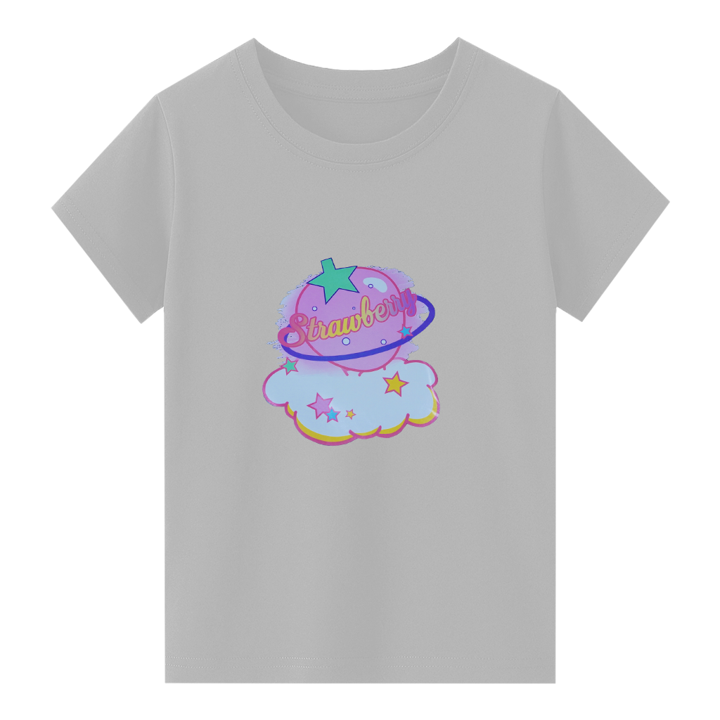 Kids Jersey Cotton Sticker T-Shirt - Gray