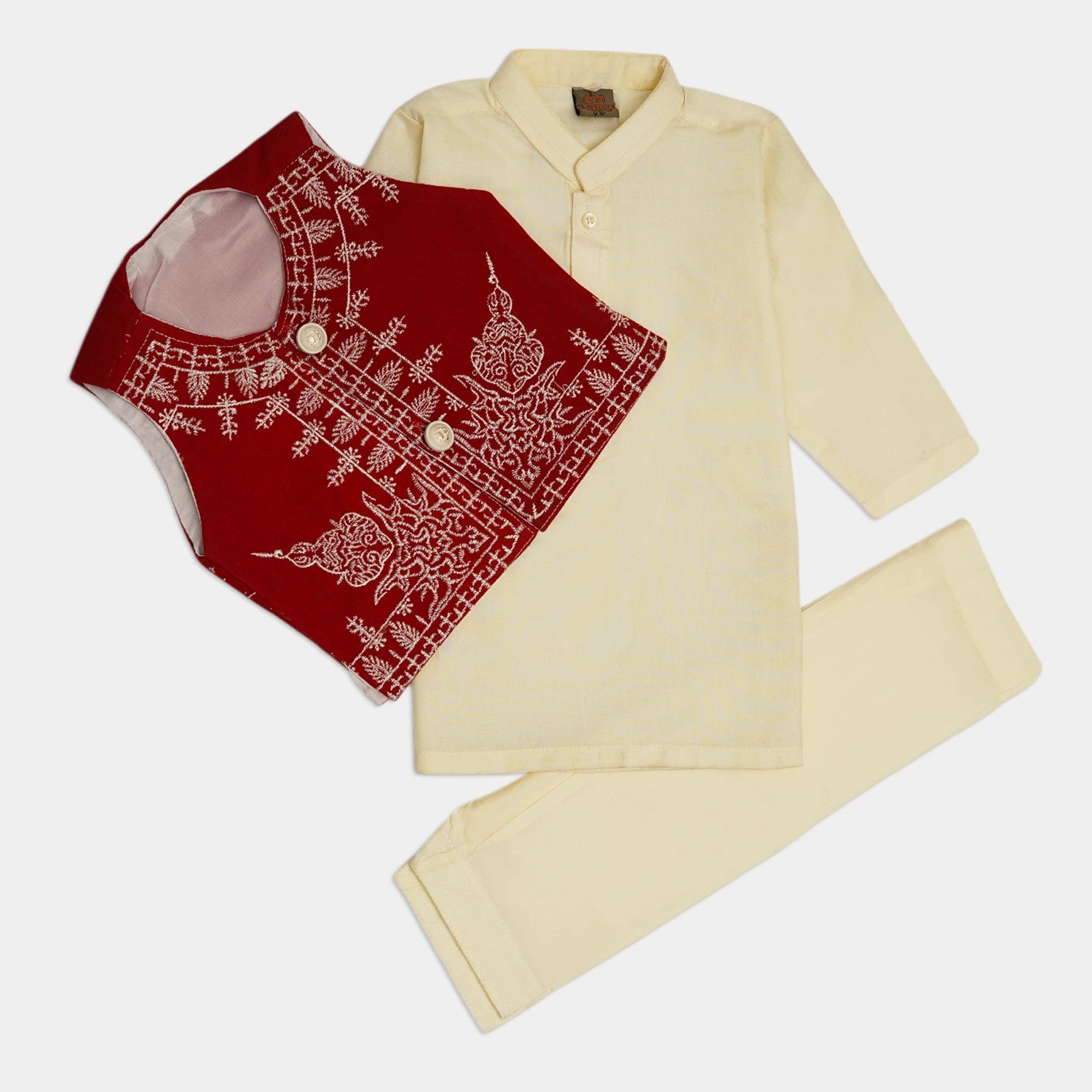 Kids 3-Piece Kurta Shalwar Waistcoat Set