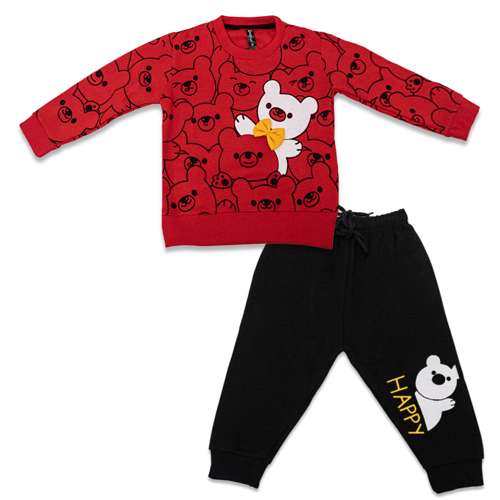 Kids Bear w/ Bow Fleece Winters Tracksuit