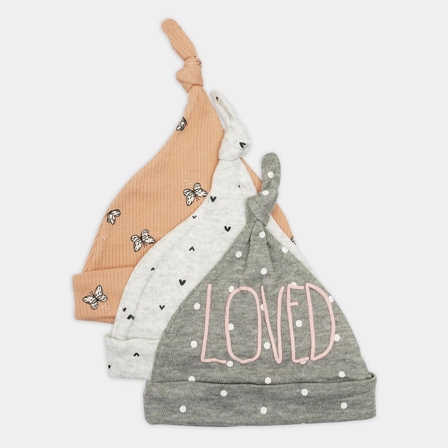 Sunnozy Pack of 3 Baby Caps with Knot – Soft & Cozy