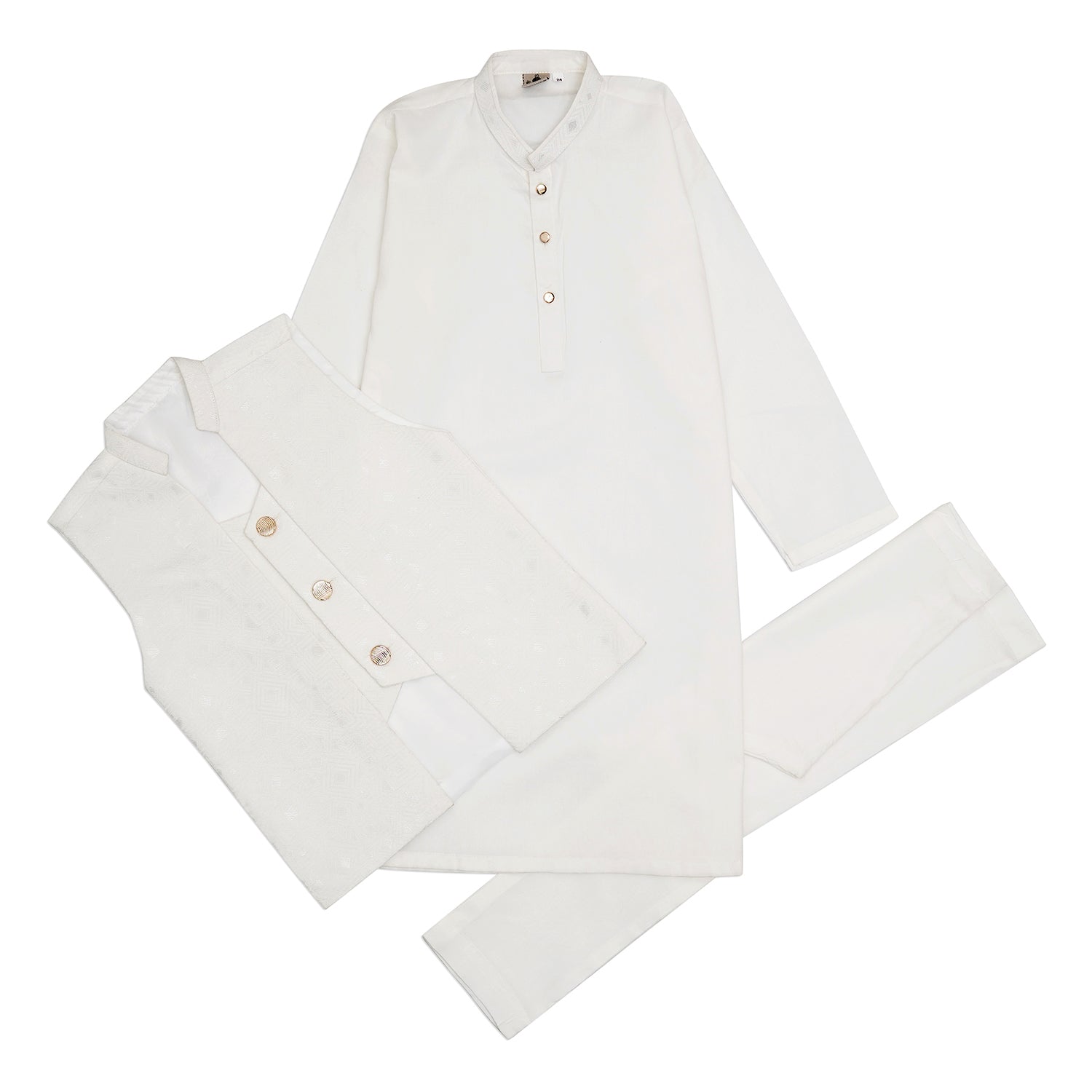 Kids 3-Piece Kurta Pajama Double Waistcoat Set