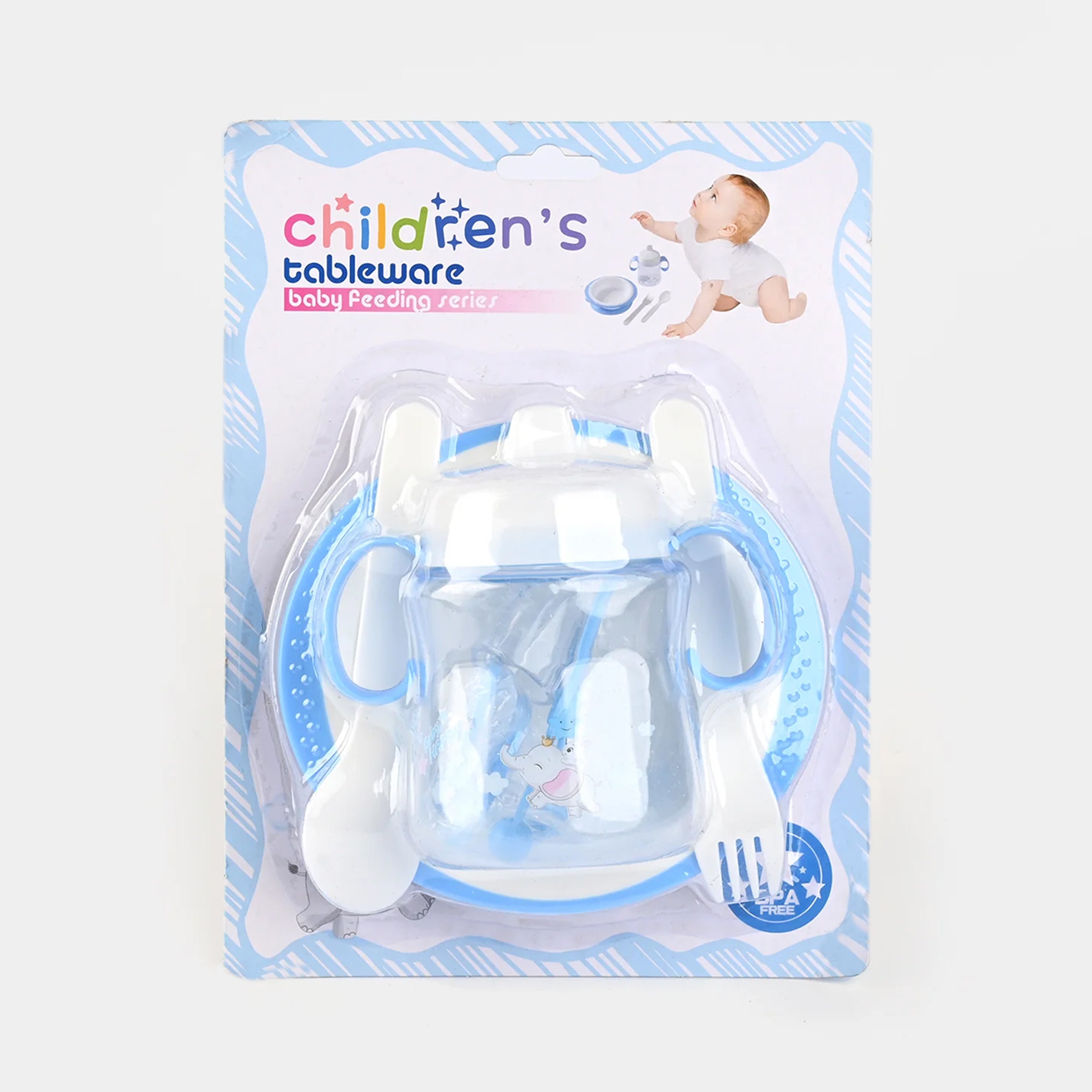 Baby Tableware - Bottle, Spoon, Fork and Suction Cup Bowel Set