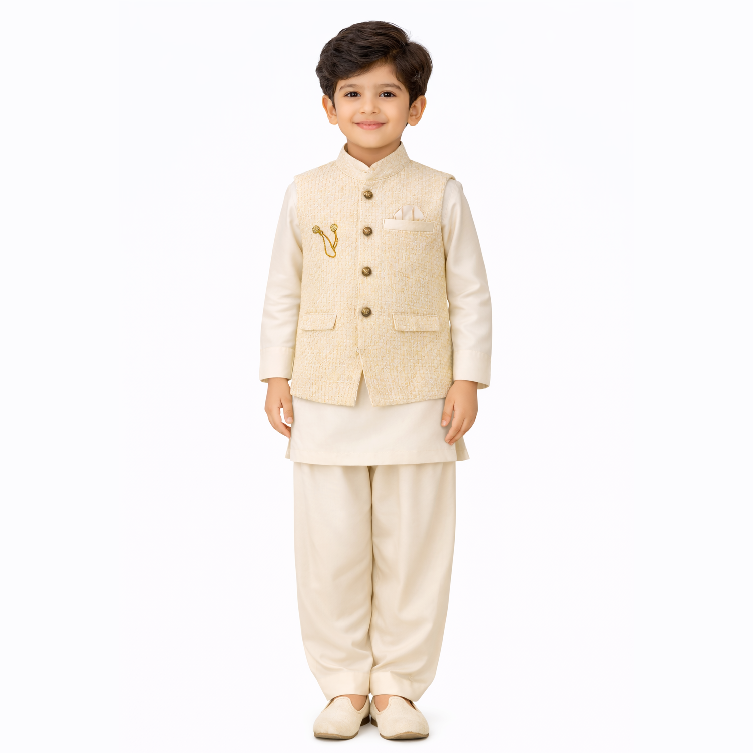 Kids Kurta Shalwar Kamez With Waistcoat Printed
