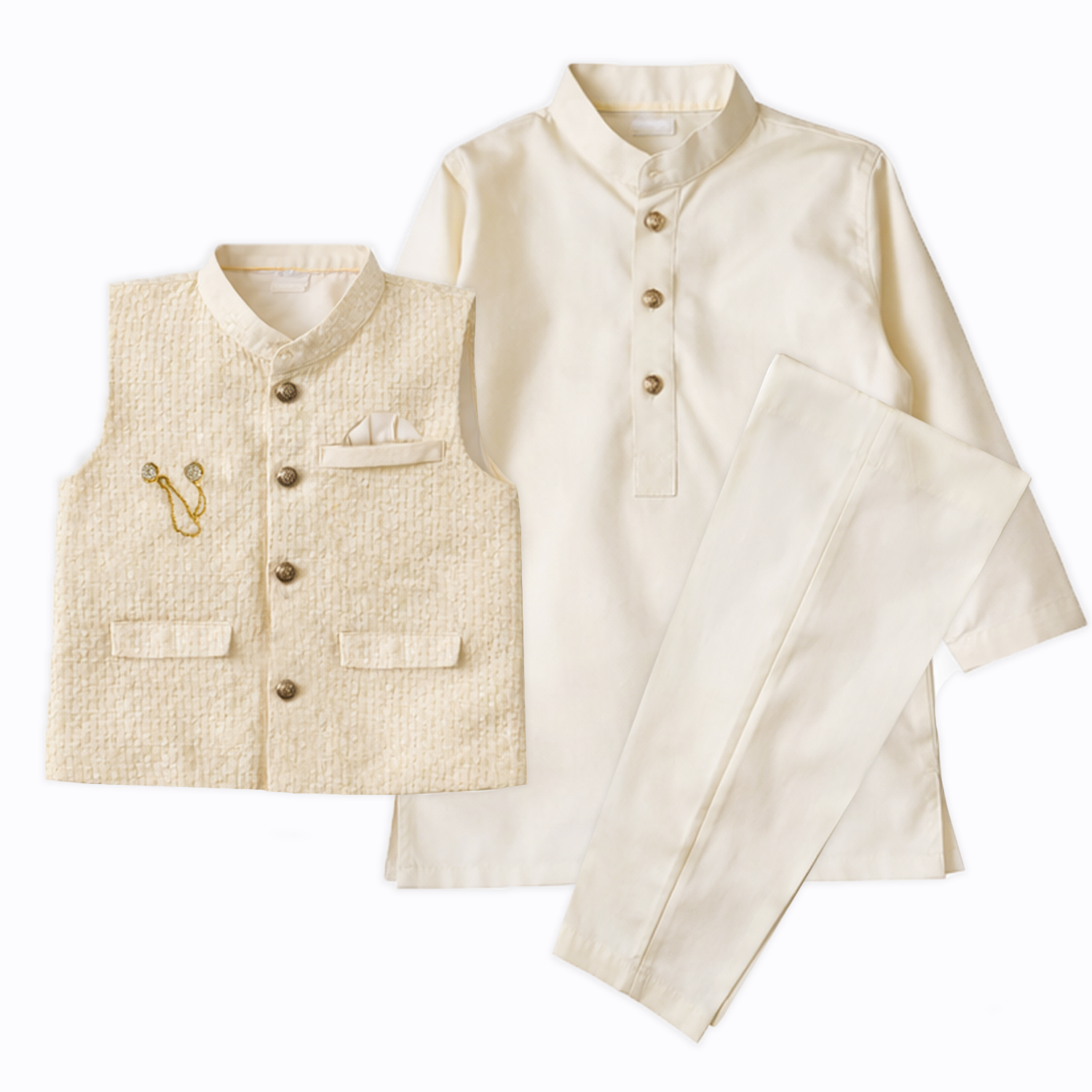 Kids Kurta Shalwar Kamez With Waistcoat Printed