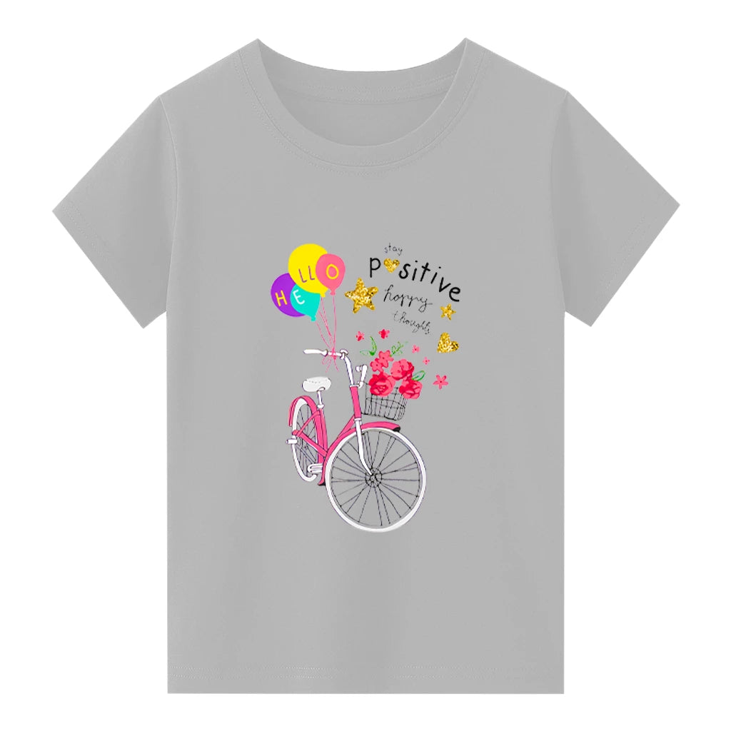 Kids Jersey Cotton Sticker T-Shirt - Gray