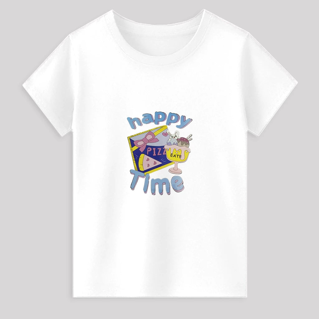 Kids Jersey Cotton Sticker T-Shirt - White