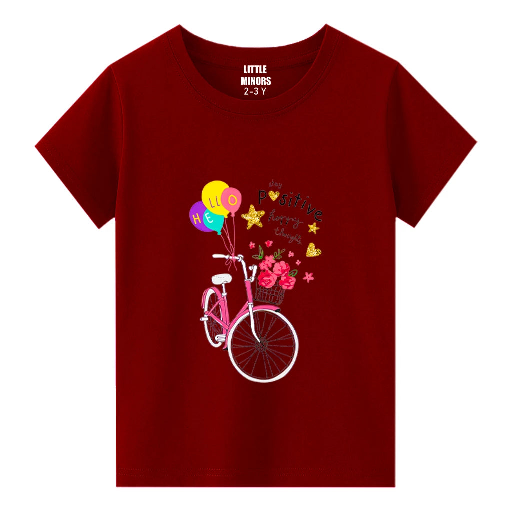 Kids Jersey Cotton Sticker T-Shirt - Red