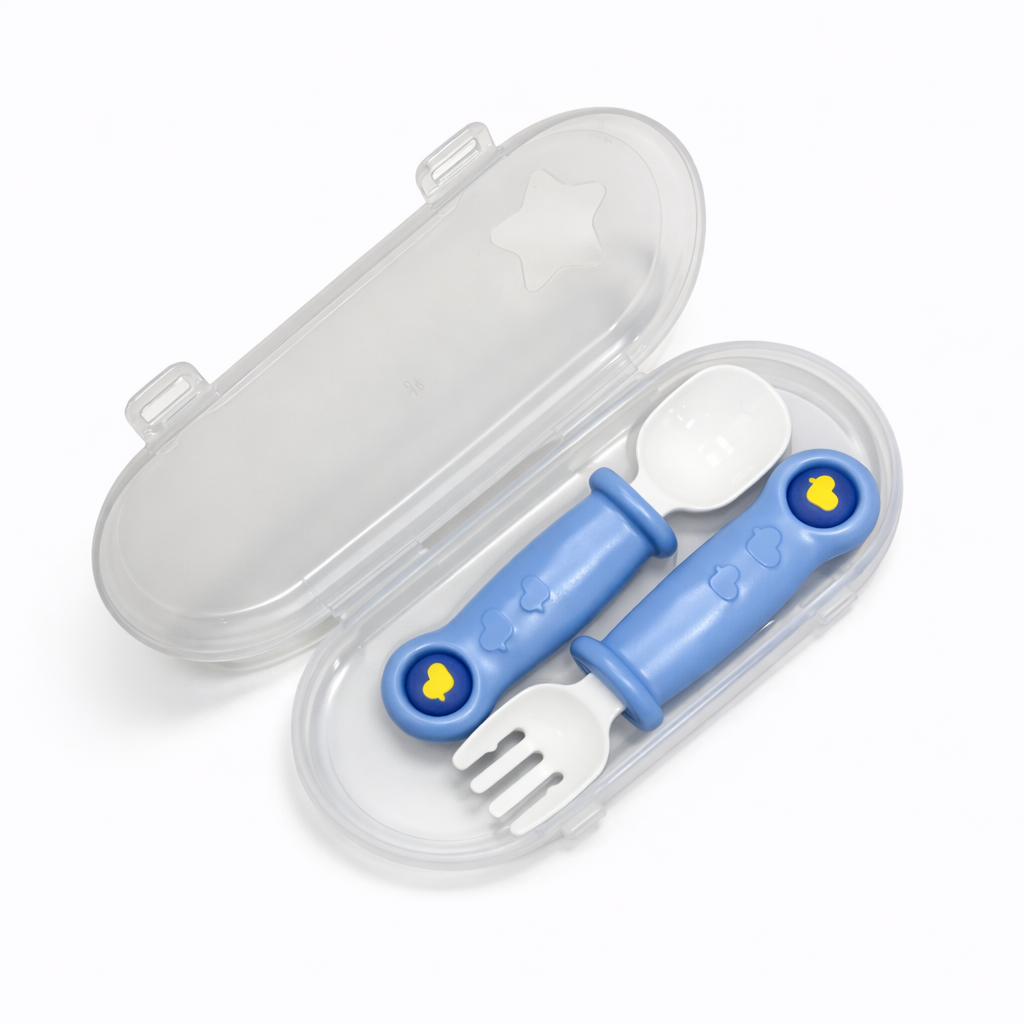 Baby Spoon & Fork Set with Case | Soft Grip Feeding Utensils for Toddlers