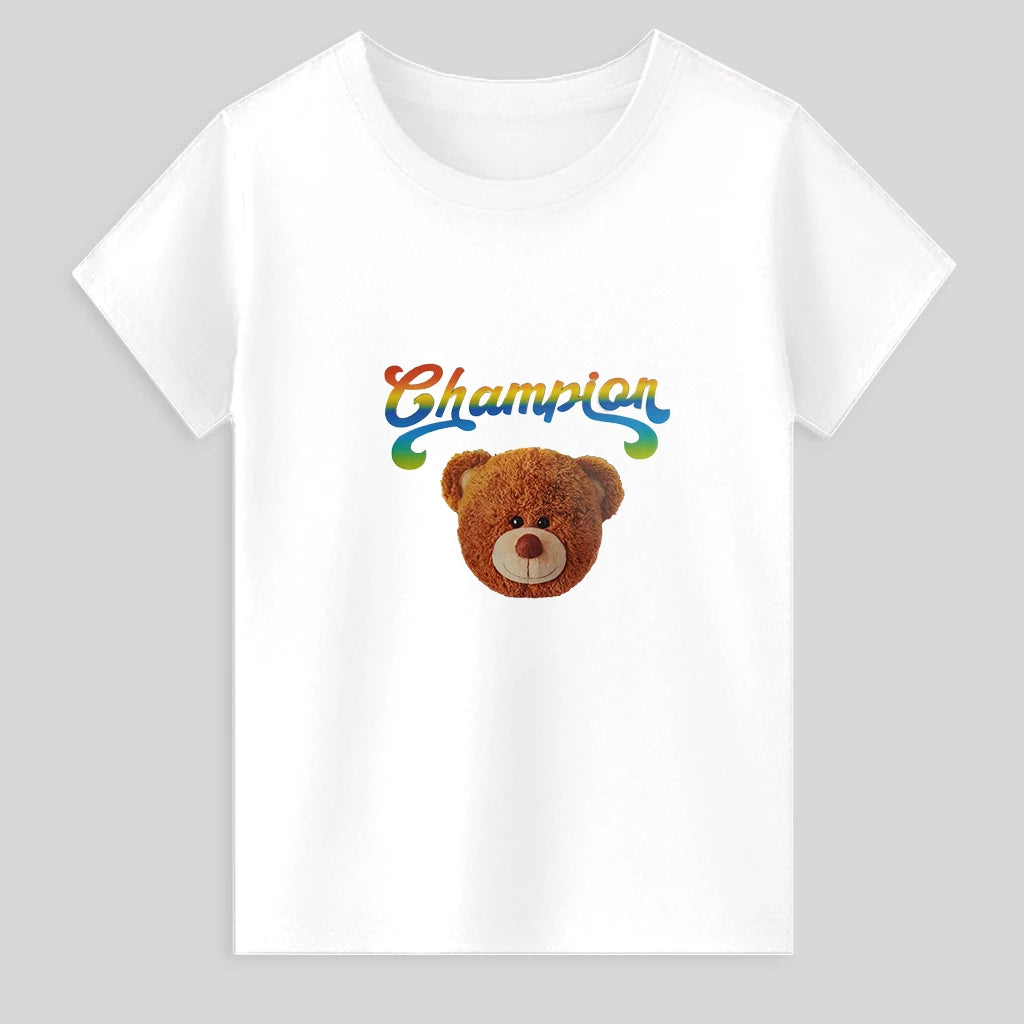 Kids Jersey Cotton Sticker T-Shirt - White