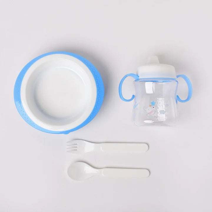 Baby Tableware - Bottle, Spoon, Fork and Suction Cup Bowel Set