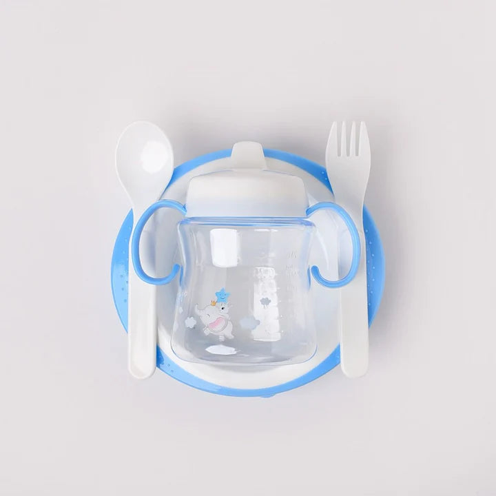 Baby Tableware - Bottle, Spoon, Fork and Suction Cup Bowel Set