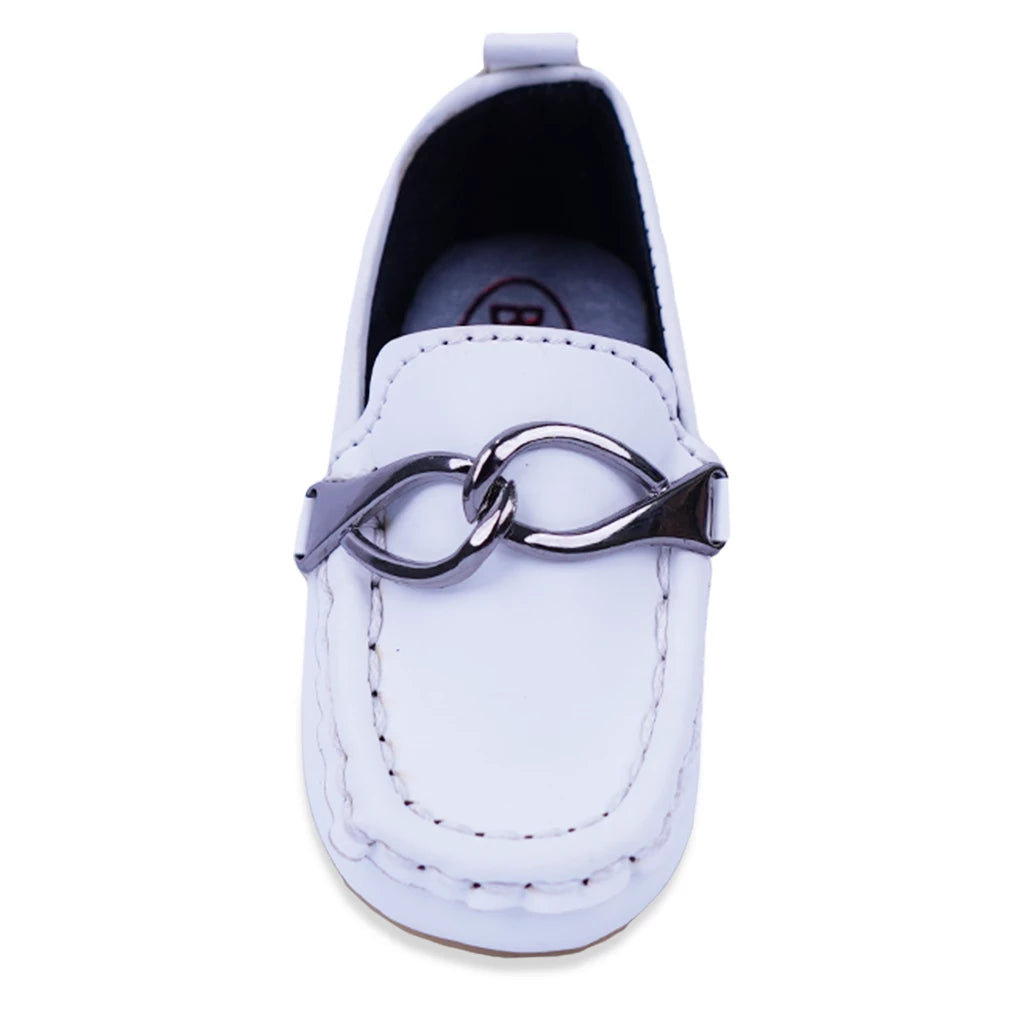 Kids Stylish Loafers - White - LittleMinors