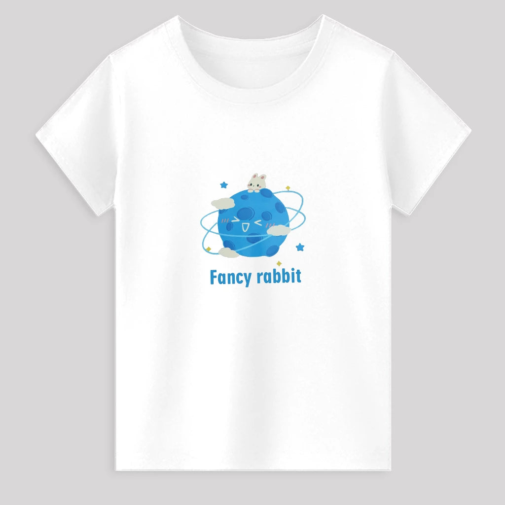 Kids Jersey Cotton Sticker T-Shirt - White