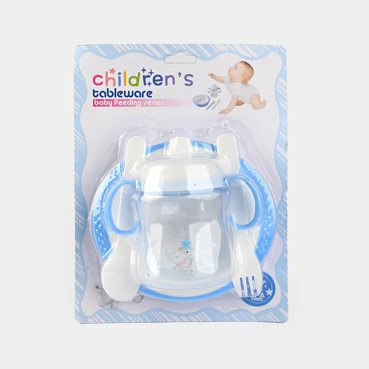 Baby Tableware - Bottle, Spoon, Fork, Nipple and Suction Cup Bowel Set
