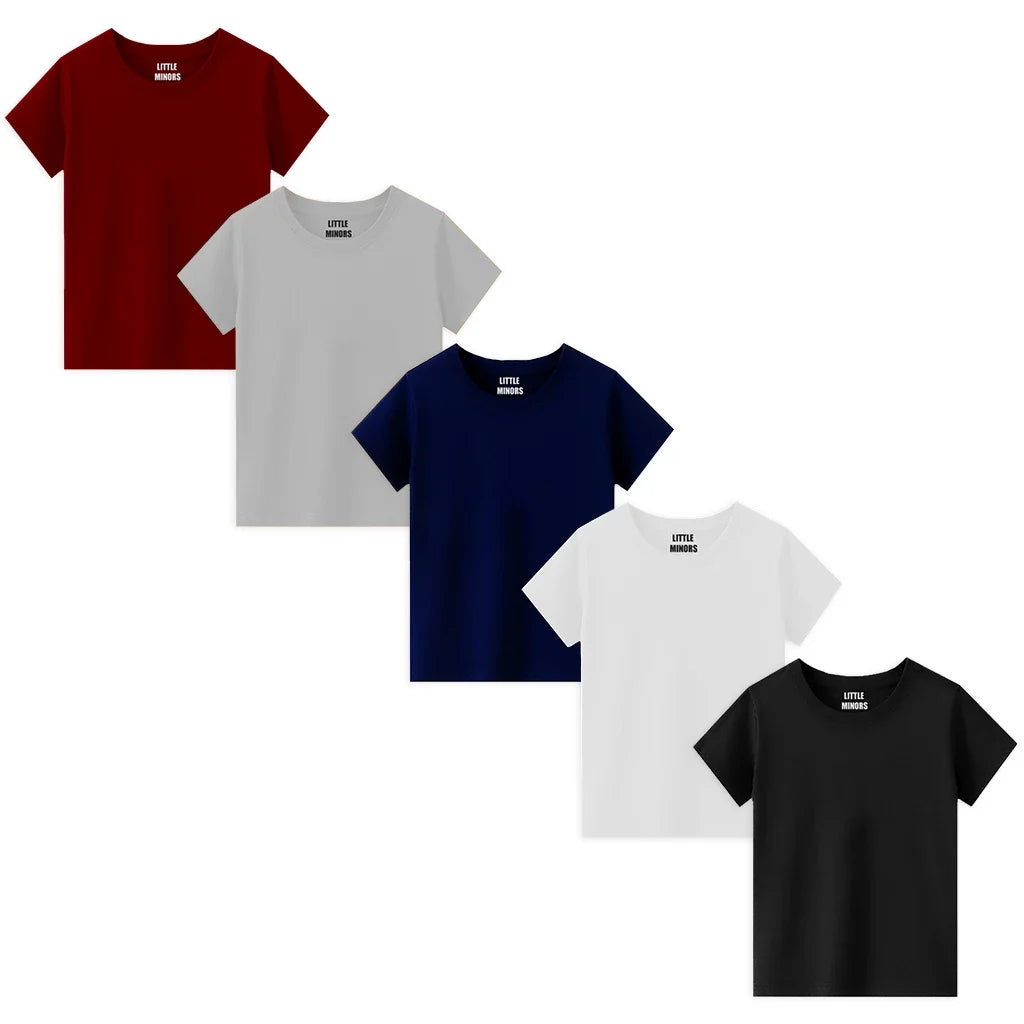 Kids Basic Cotton T-Shirt - Pack of 5