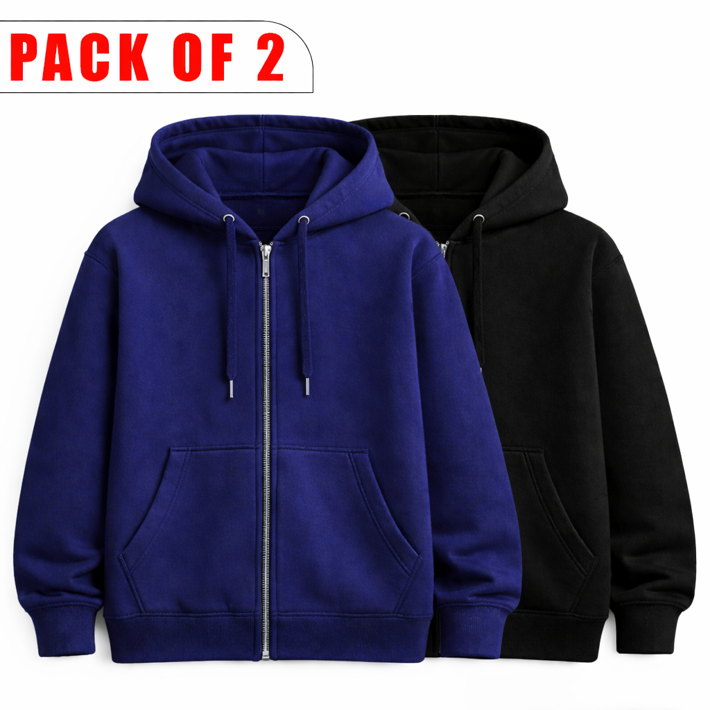 2- Pack Classic Zipper Hoodies Fleece (Navy & Black)