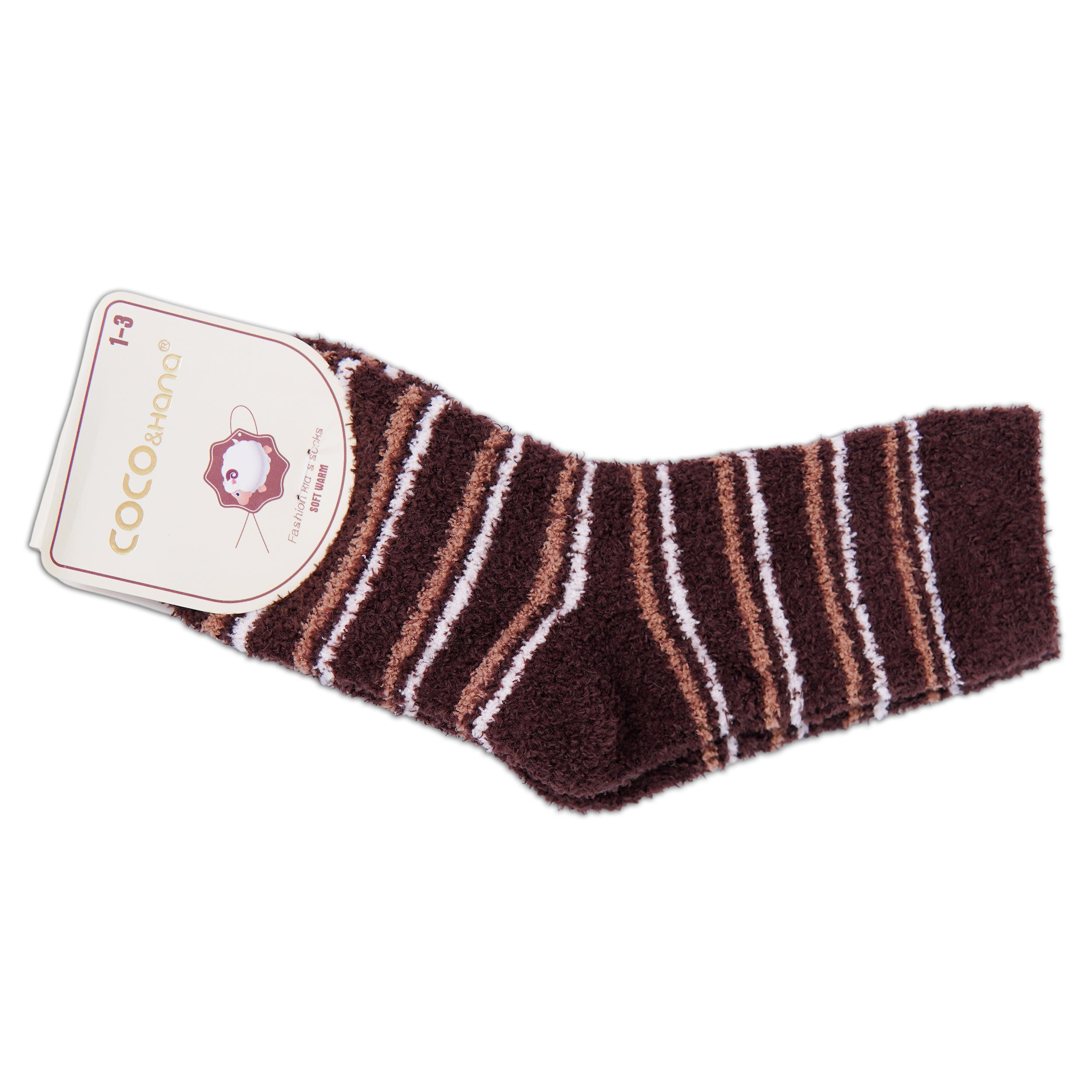 Unisex Kids Wool Socks (Brown Shade Stripes)
