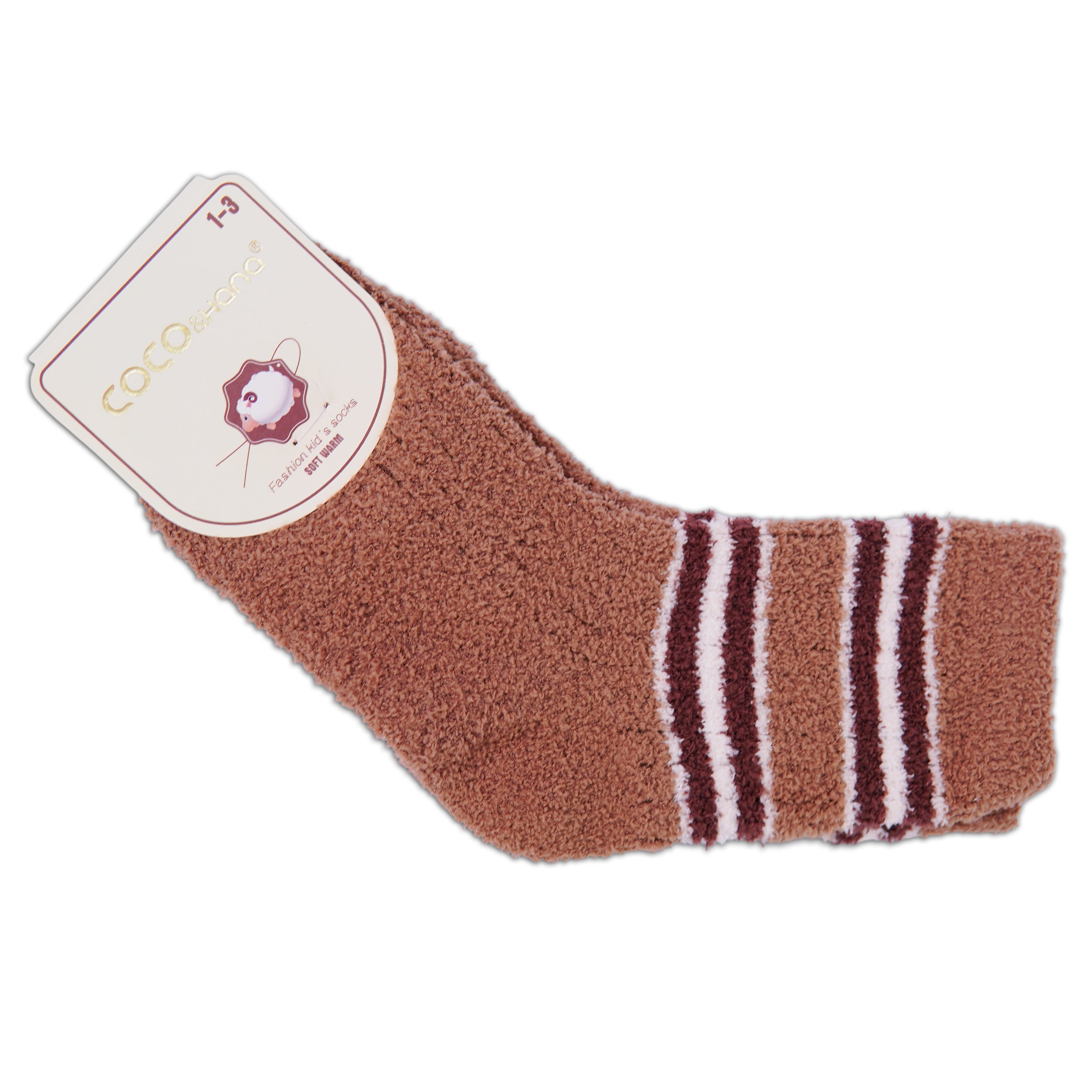 Unisex Kids Wool Socks (Brown Shade Stripes)