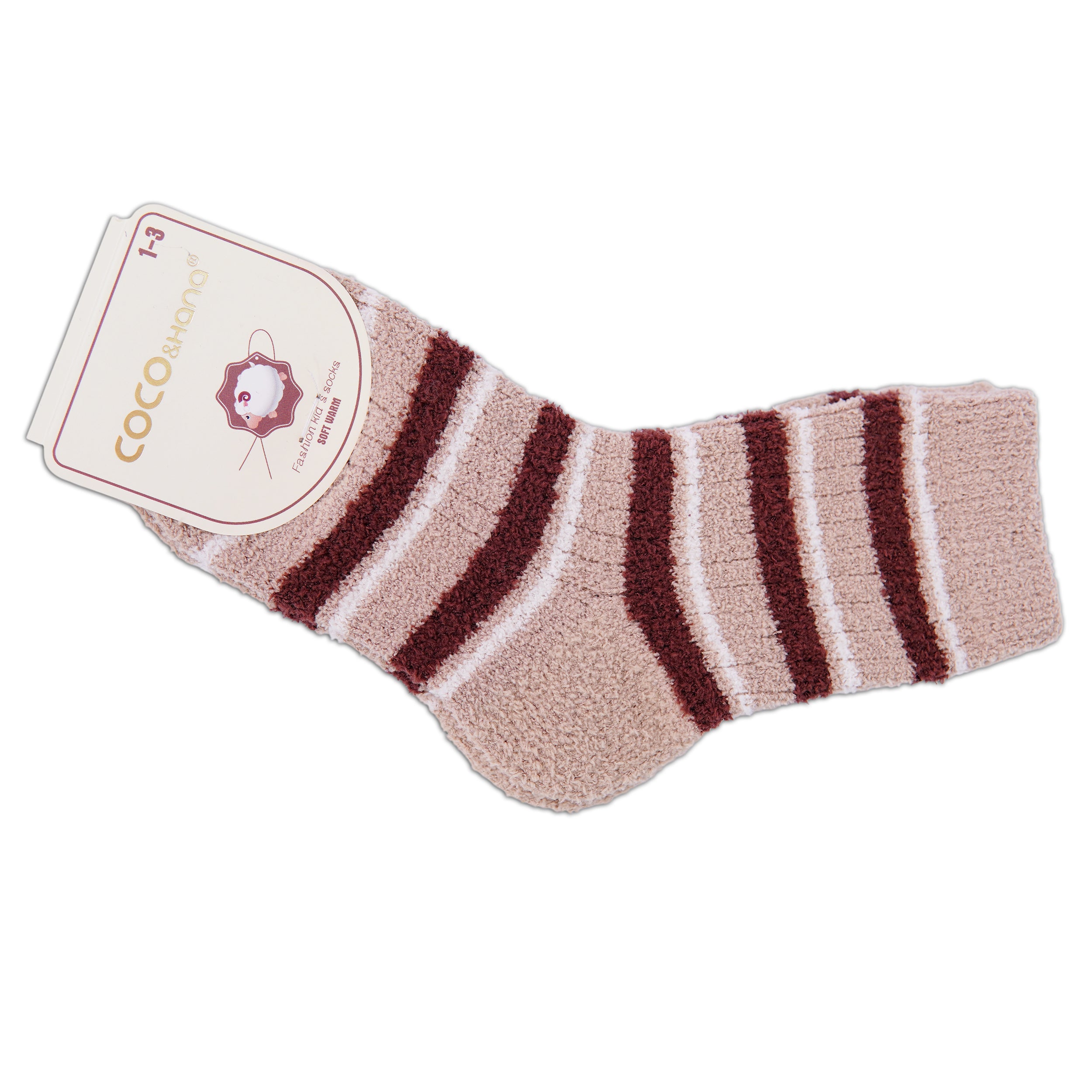 Unisex Kids Wool Socks (Brown Shade Stripes)