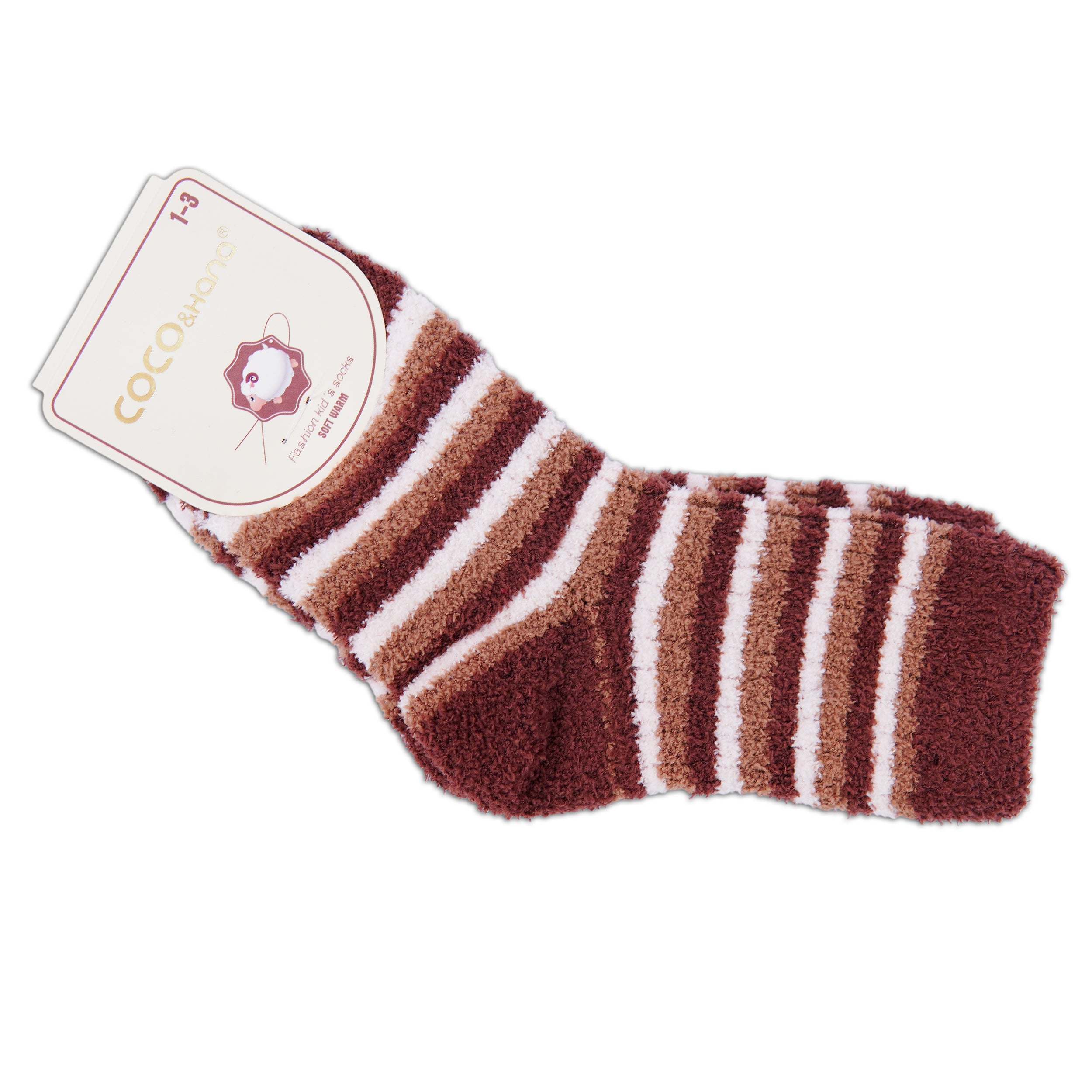 Unisex Kids Wool Socks (Brown Shade Stripes)