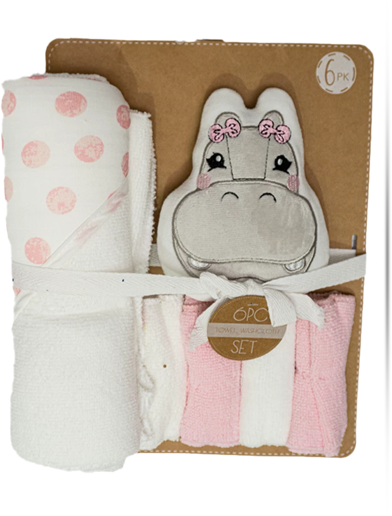 6PK- 4Pcs Towel, 1 Wash Cloth, 1 Sponge Set