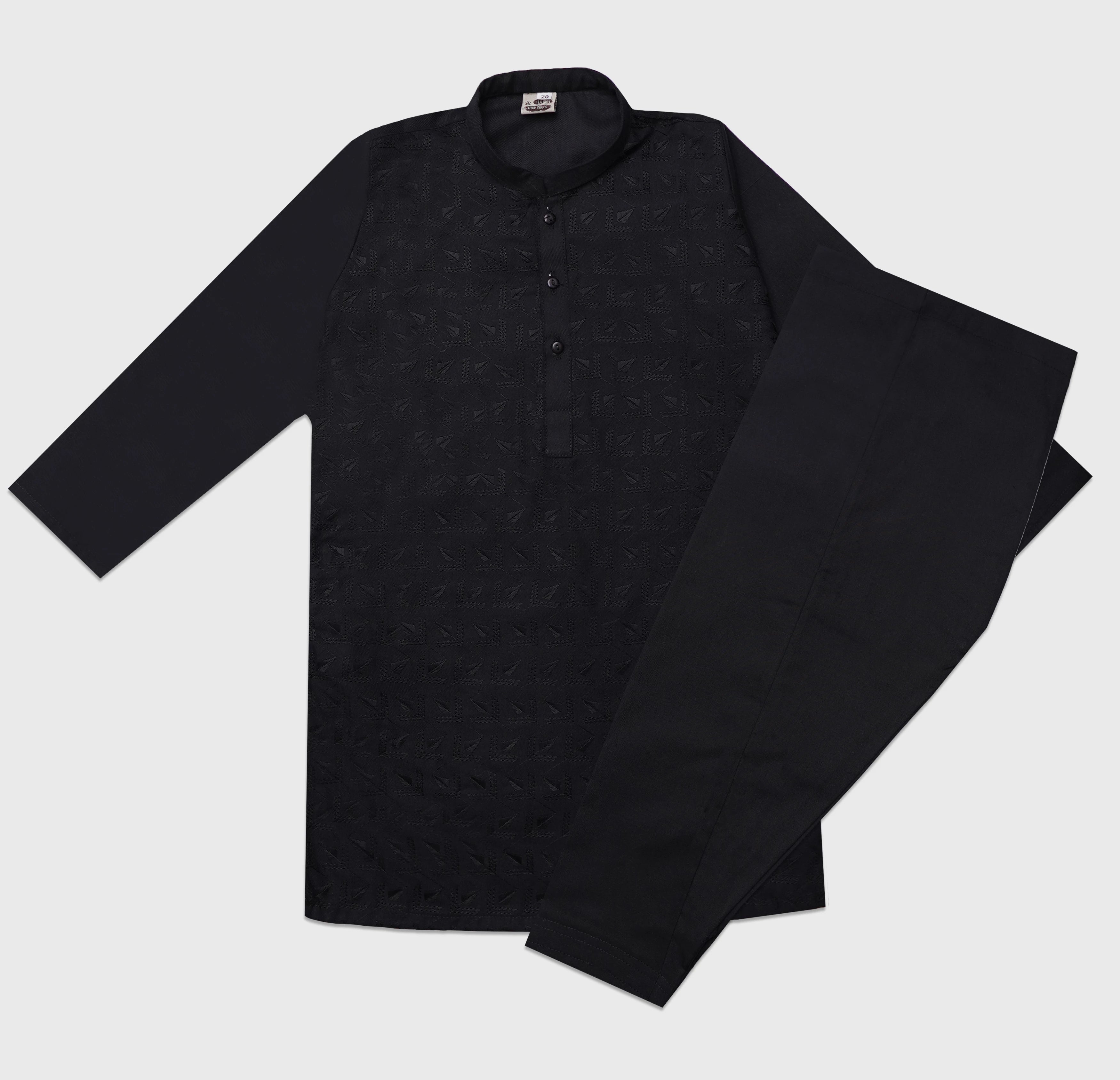 Kids Shalwar kameez Chicken Suit - Black