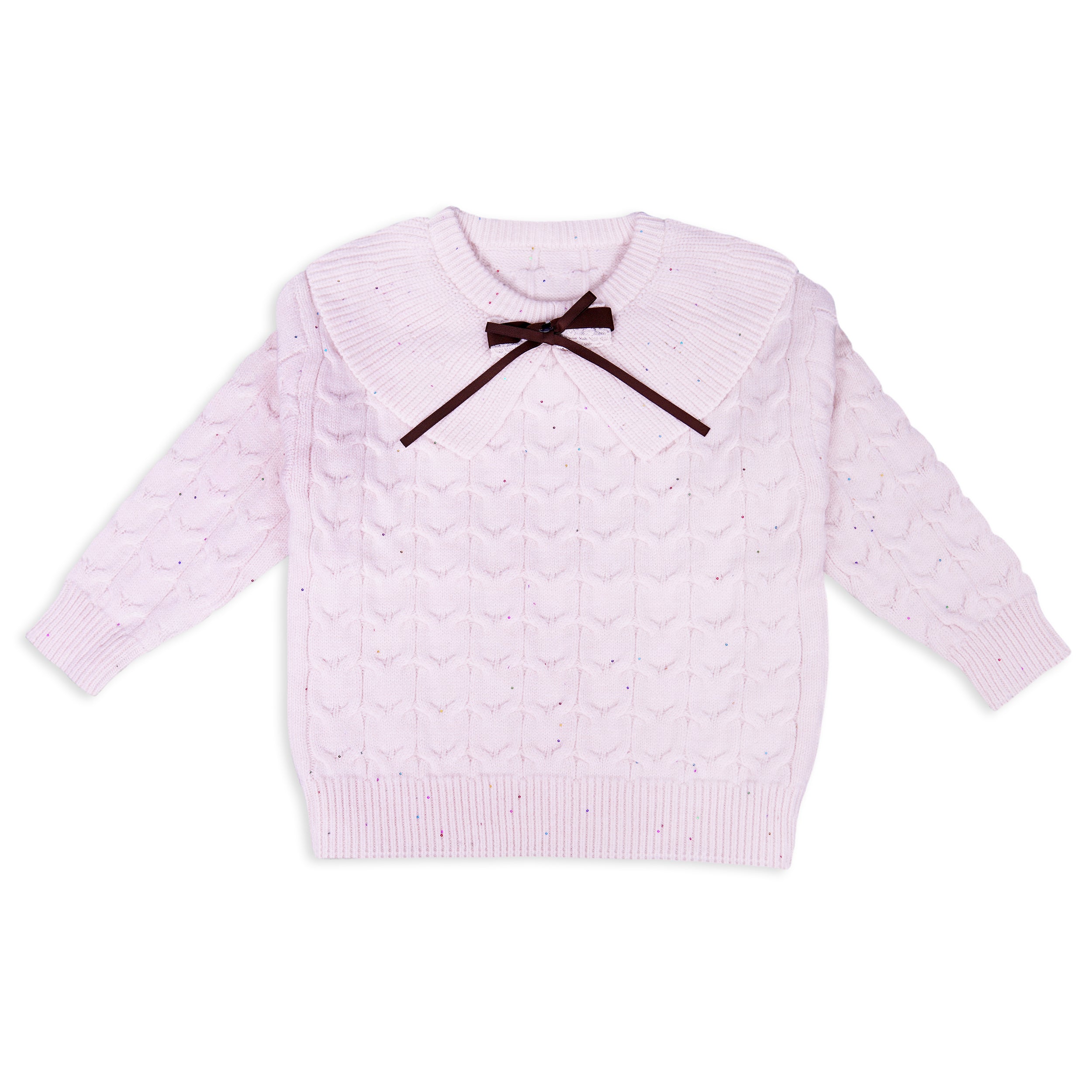 Girls Wool Sweater-Bow Tie