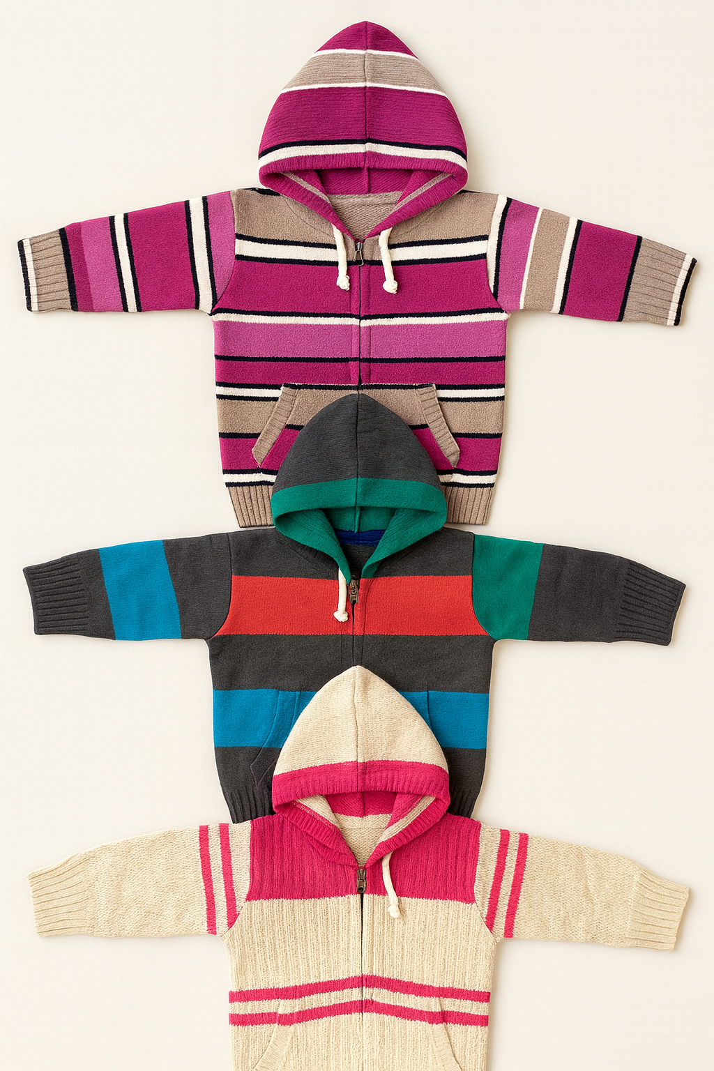 Kid's Zipper Sweater Hoodies - Pack of 3