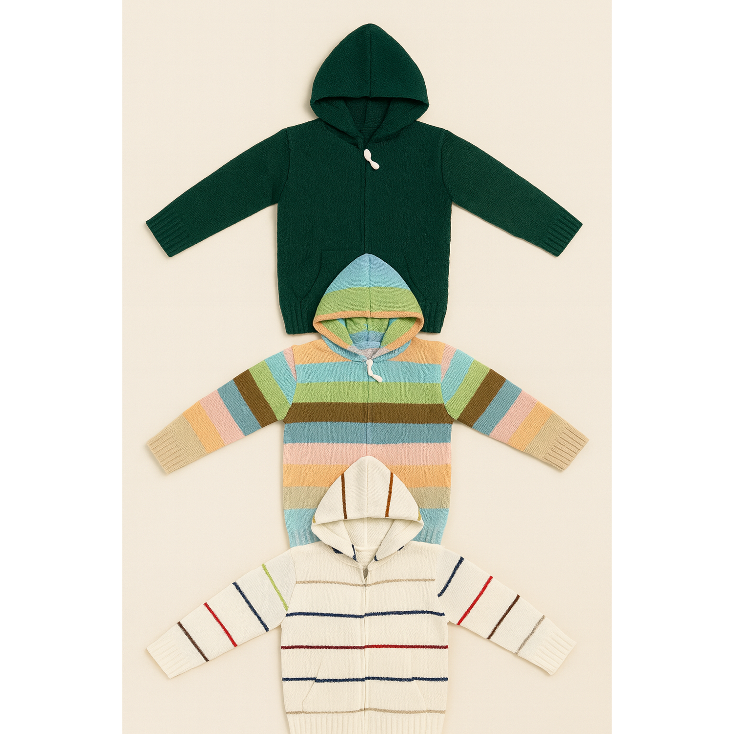 Kid's Zipper Sweater Hoodies - Pack of 3