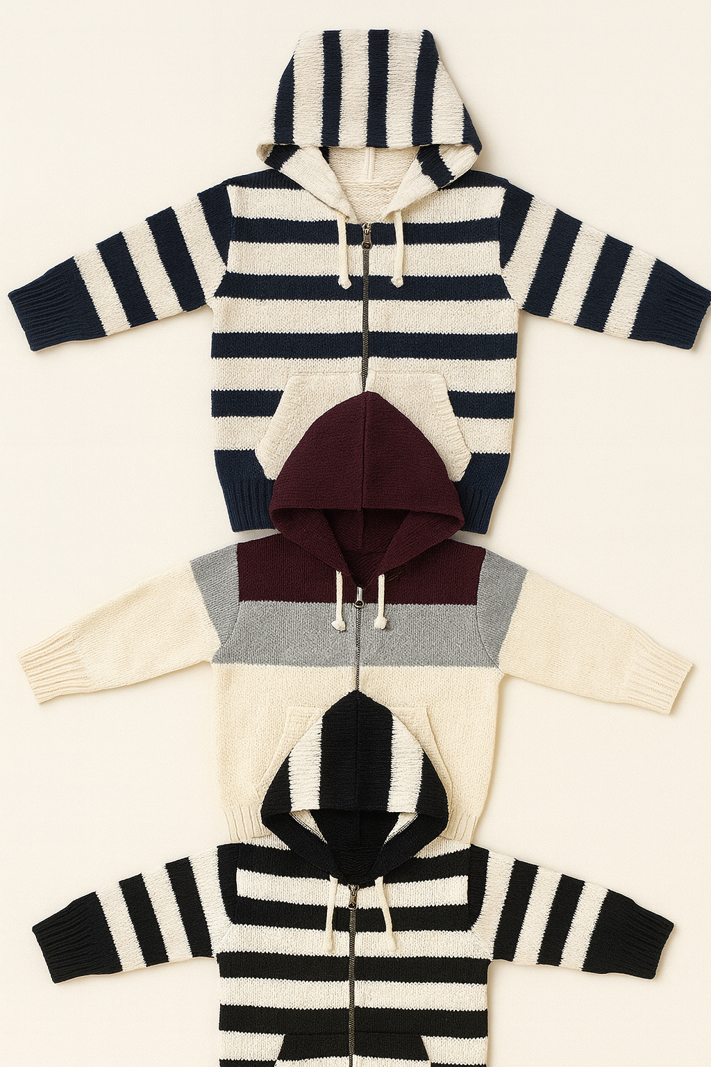 Kid's Zipper Sweater Hoodies - Pack of 3