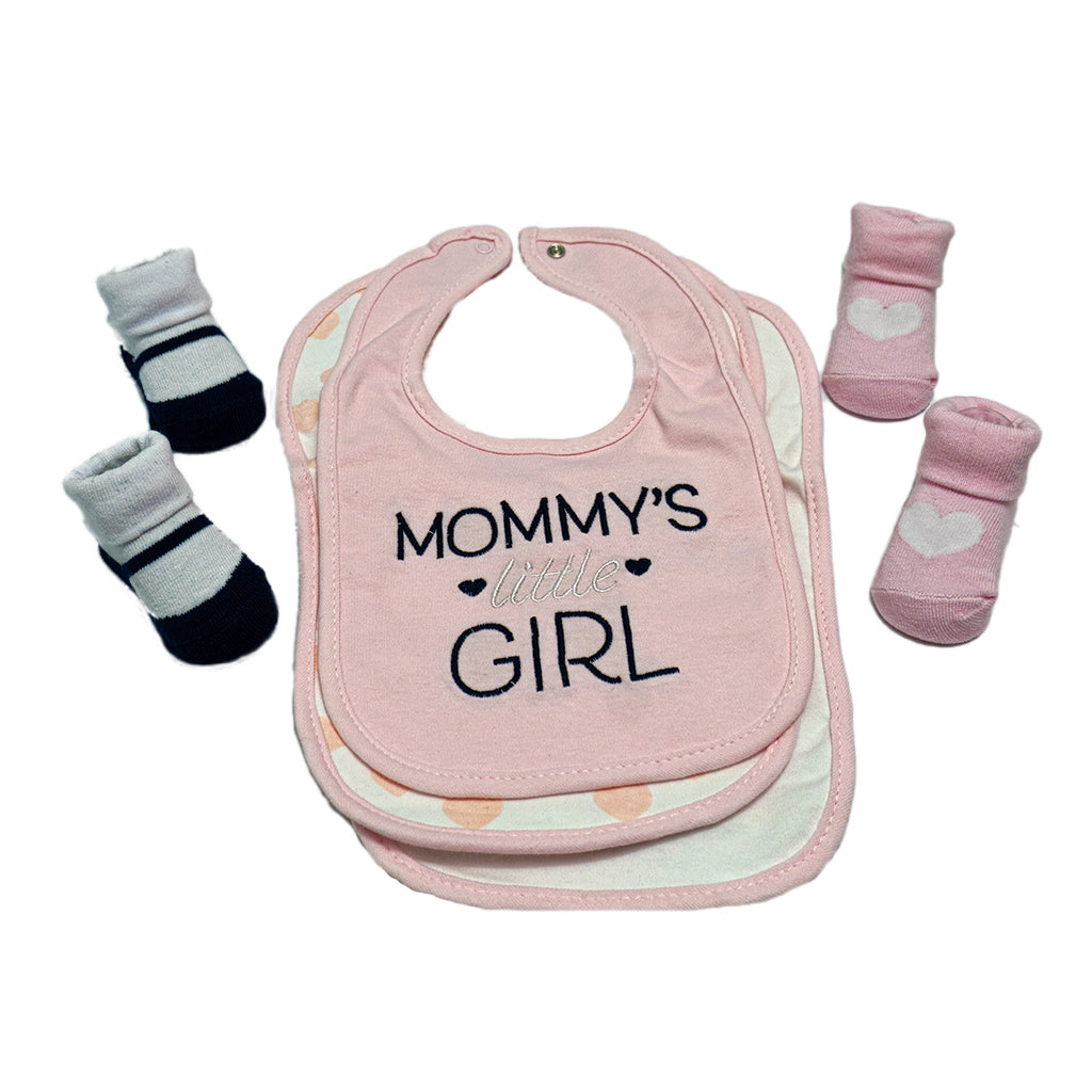 Mommys Girl - Hudson Baby 3 Bibs & 2 Socks Set