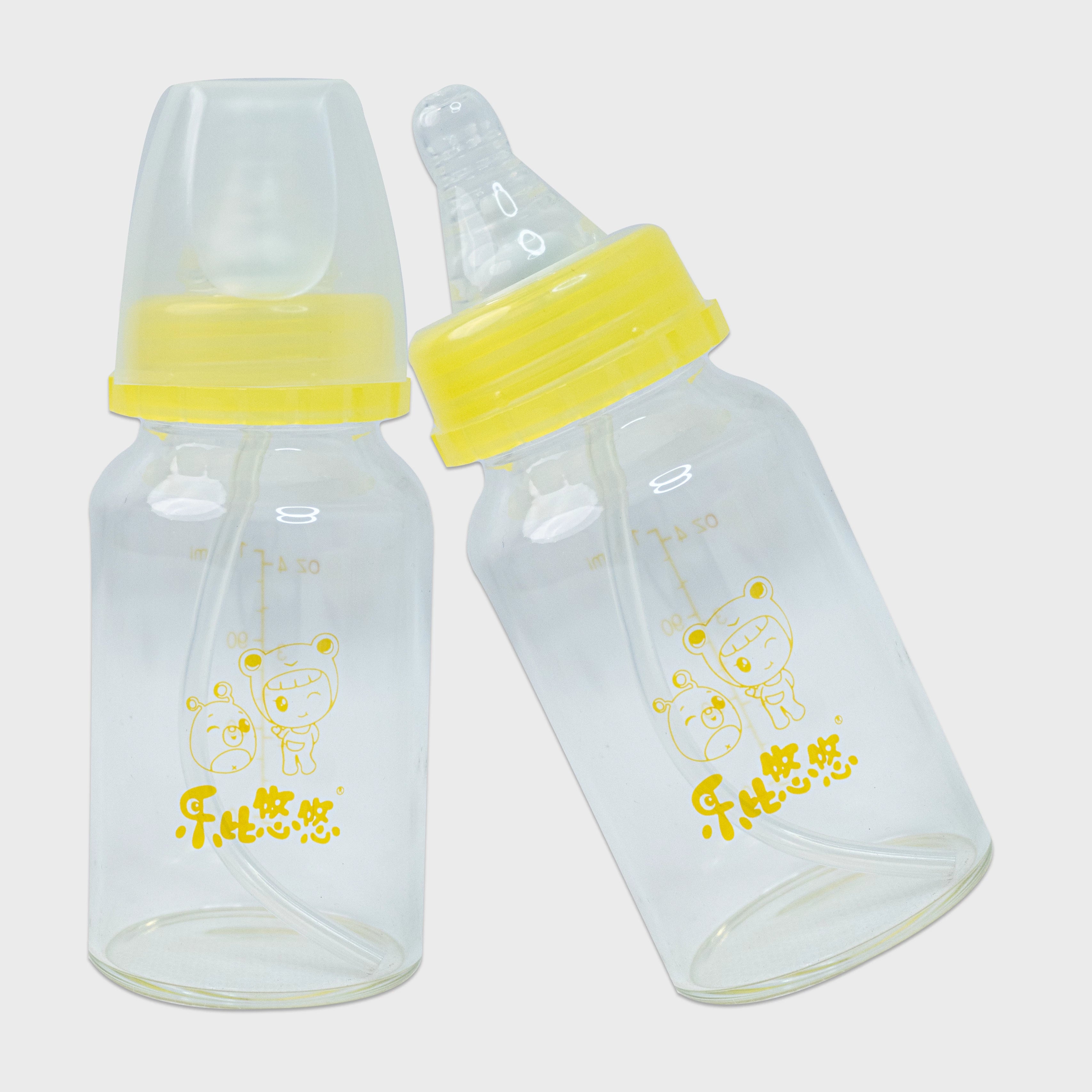 China Glass Feeder with straw 120ml