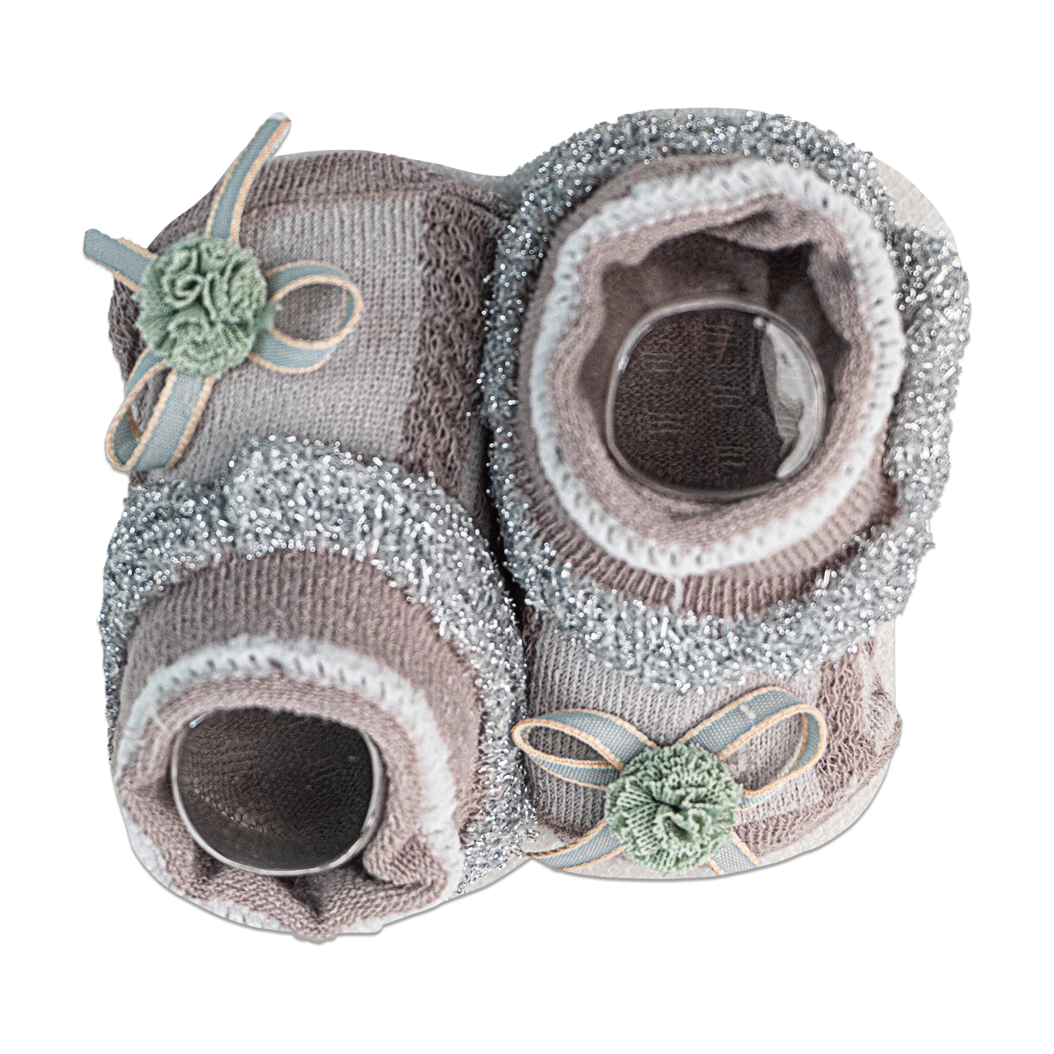 Alya Joy Booties with Bow and Sparkling Lace
