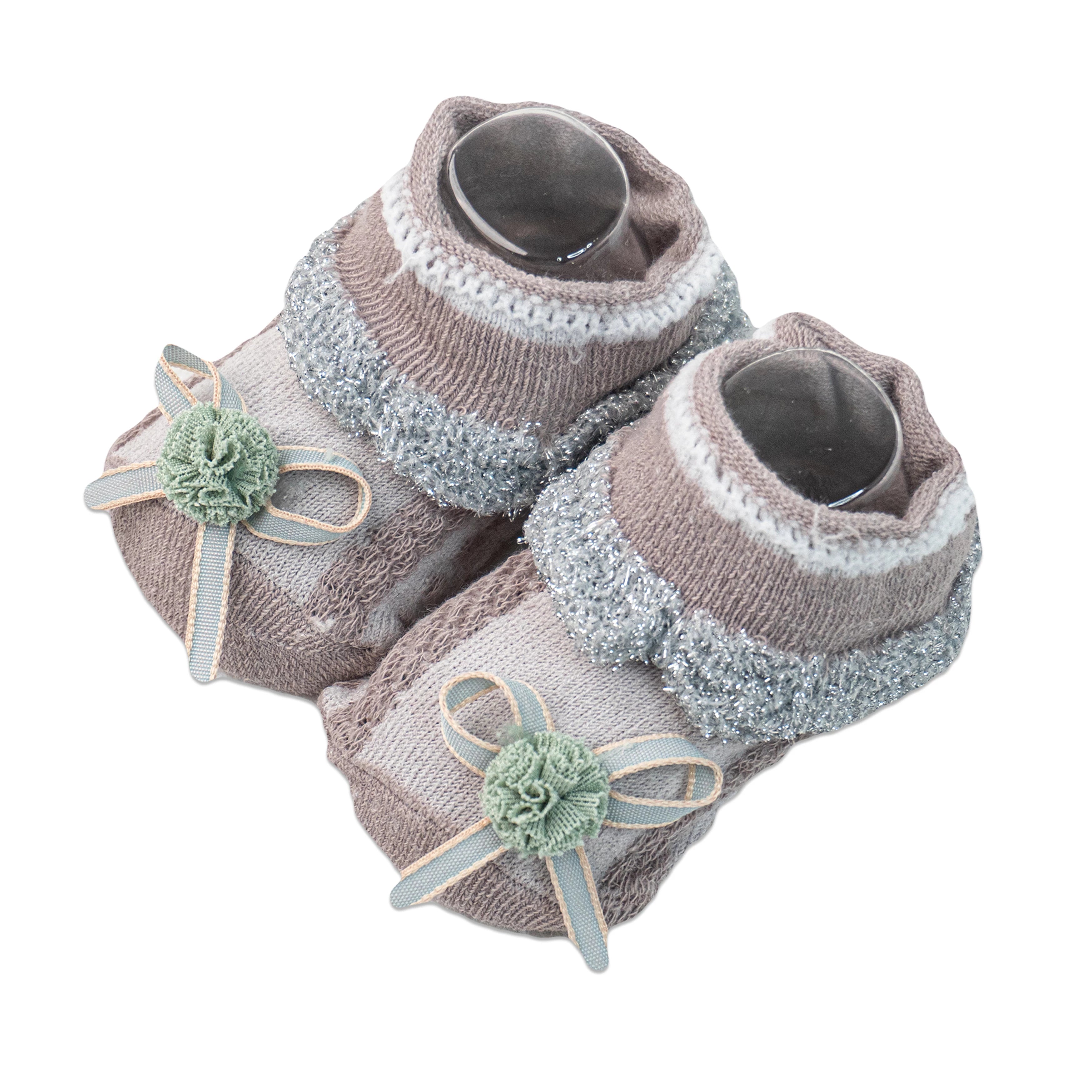 Alya Joy Booties with Bow and Sparkling Lace